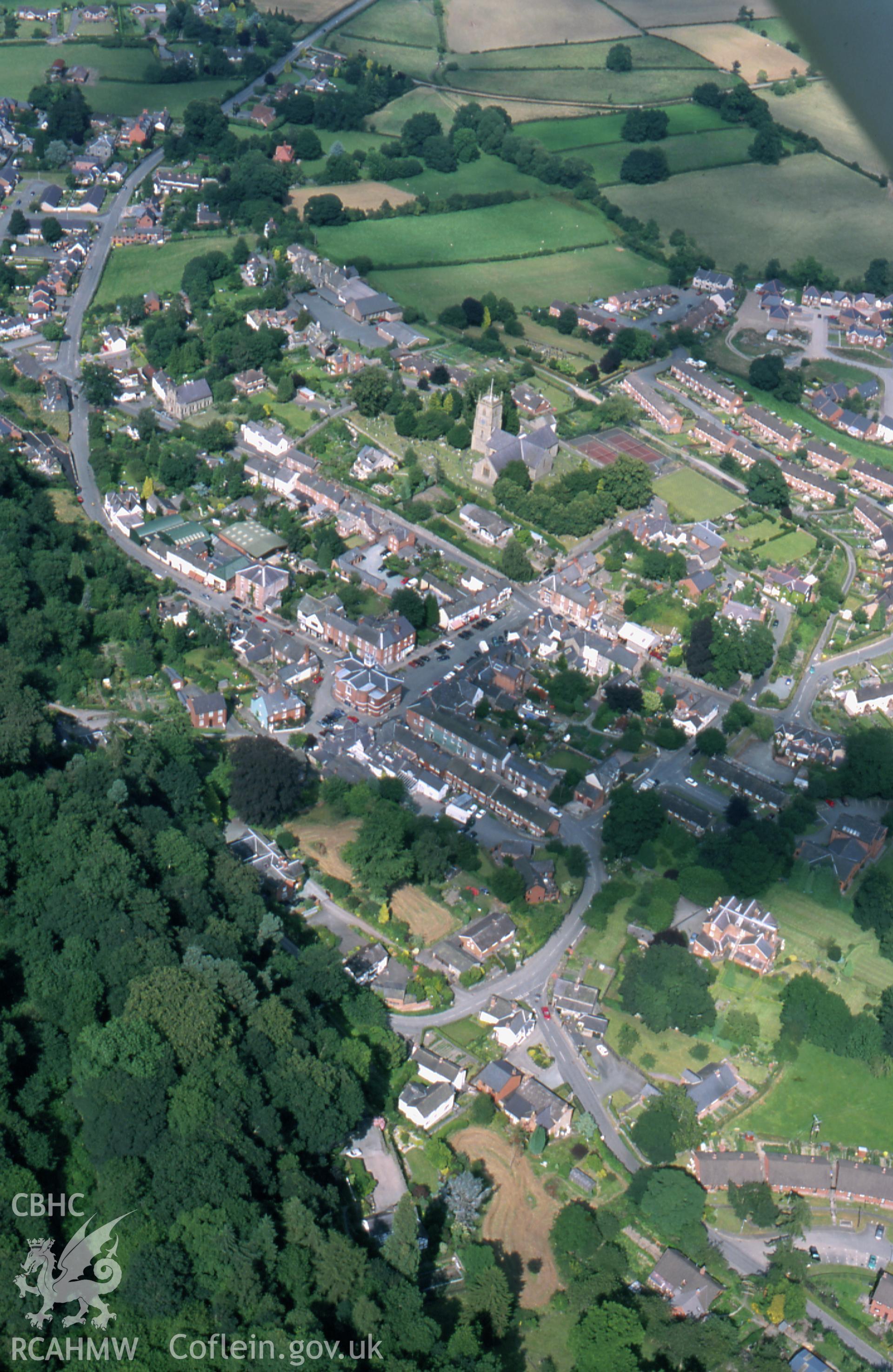 Slide of RCAHMW colour oblique aerial photograph of Montgomery, taken by T.G. Driver, 20/7/2000.