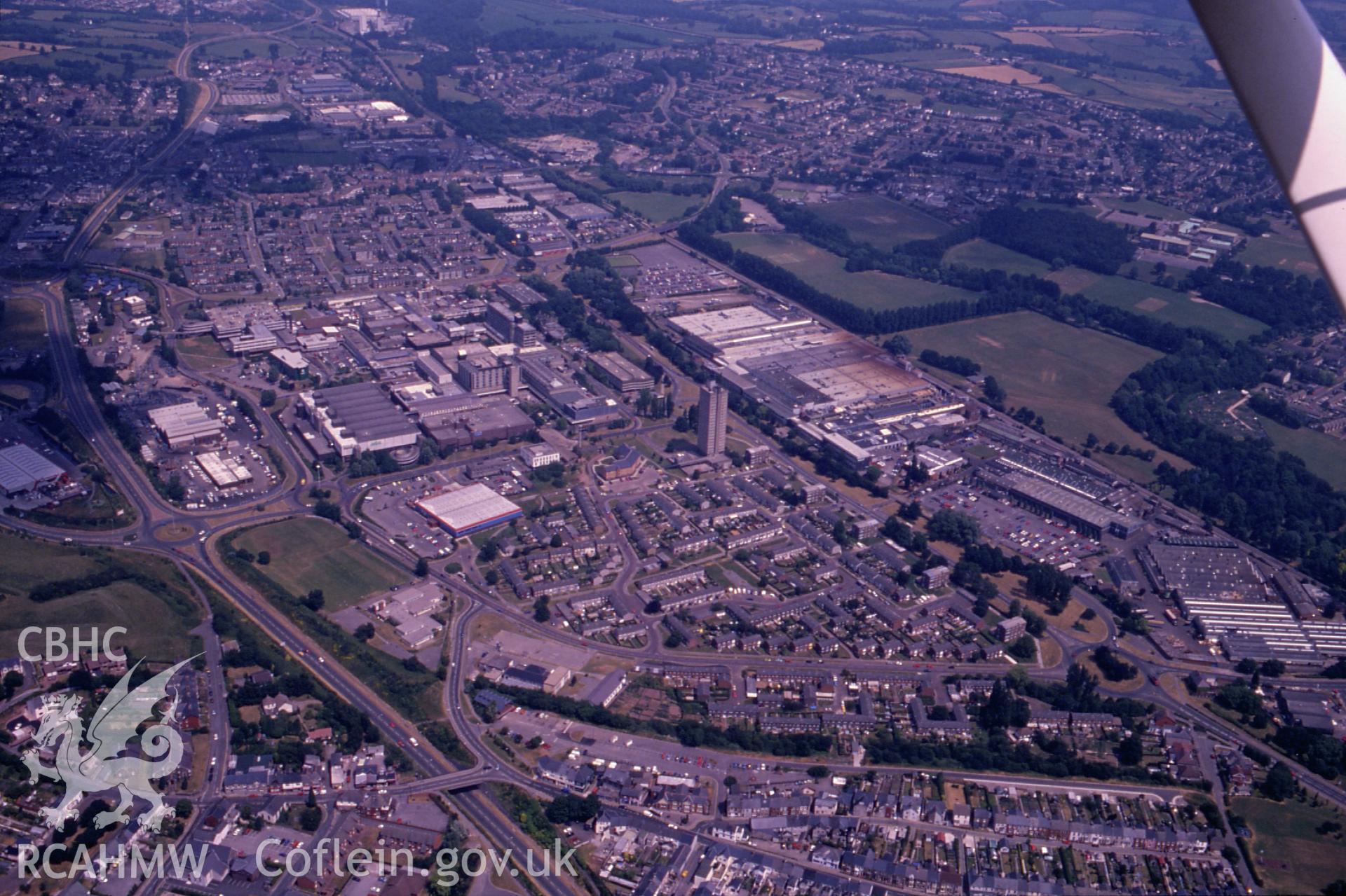 RCAHMW colour slide oblique aerial photograph of Cwmbran, taken on 26/06/1992 by CR Musson