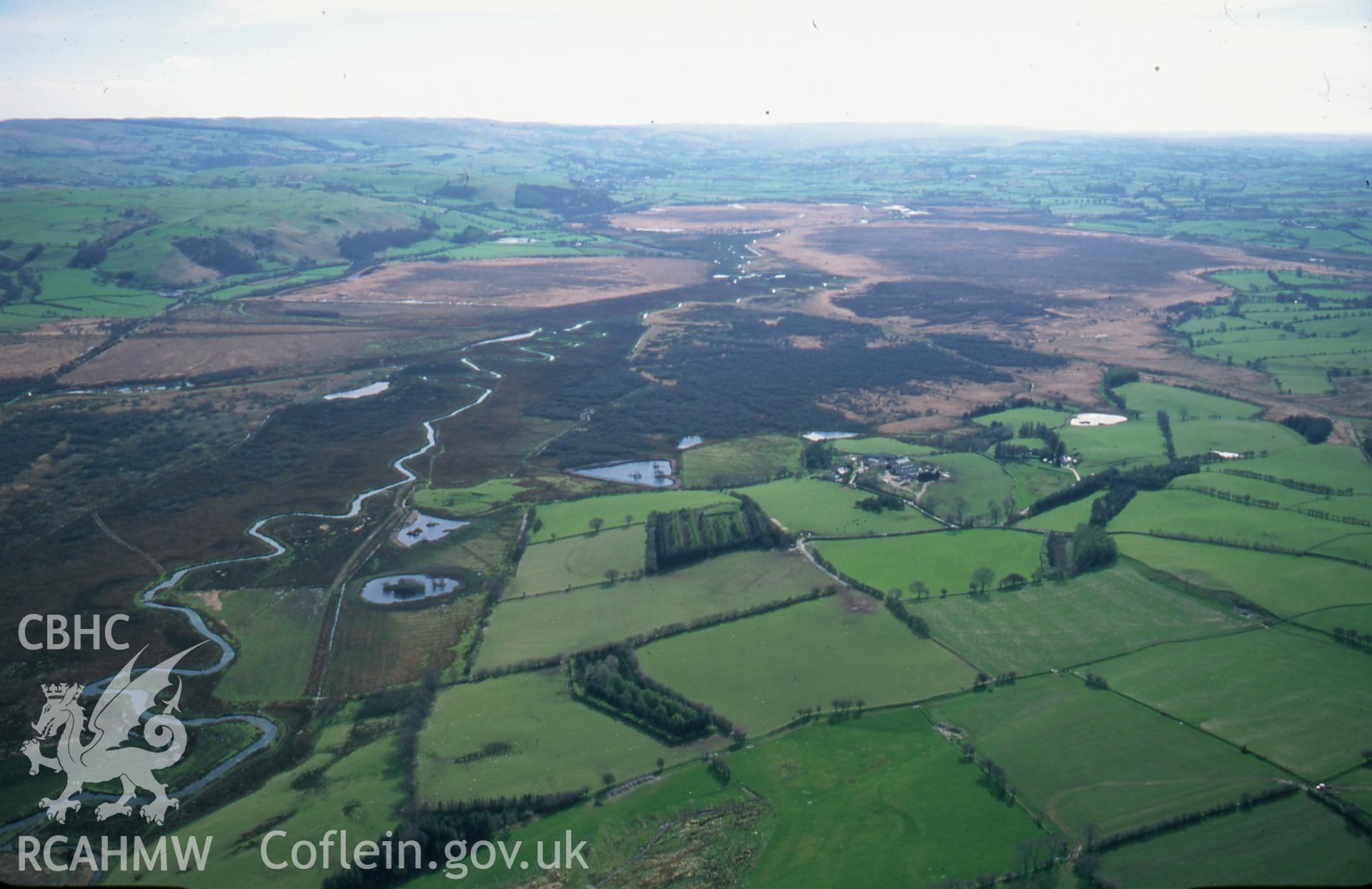 Slide of RCAHMW colour oblique aerial photograph of Cors Caron, taken by T.G. Driver, 31/3/1998.