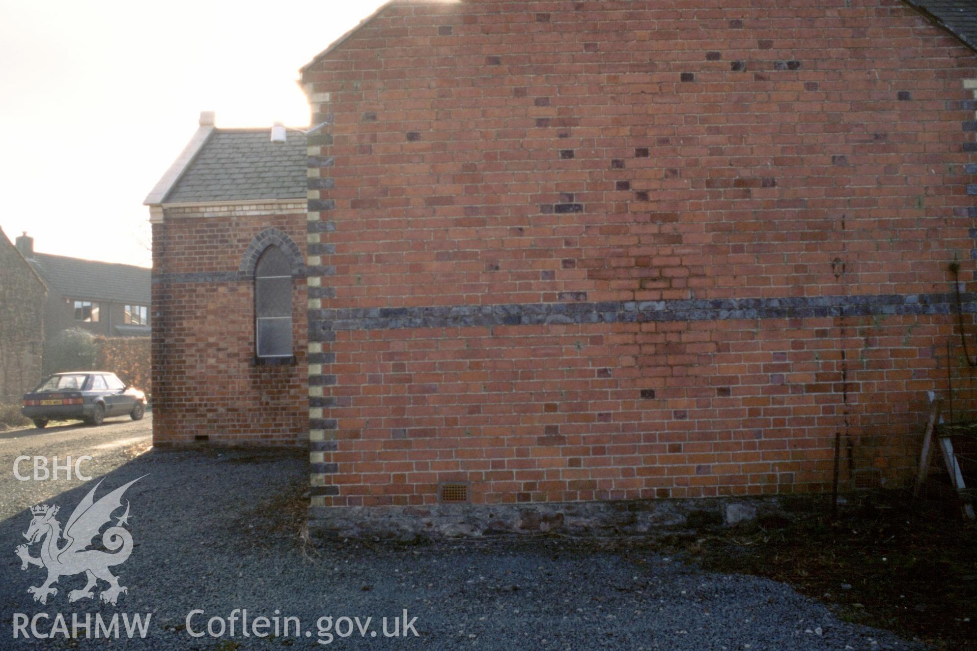 Exterior, rear gable of chapel & NE "transeptal" wing