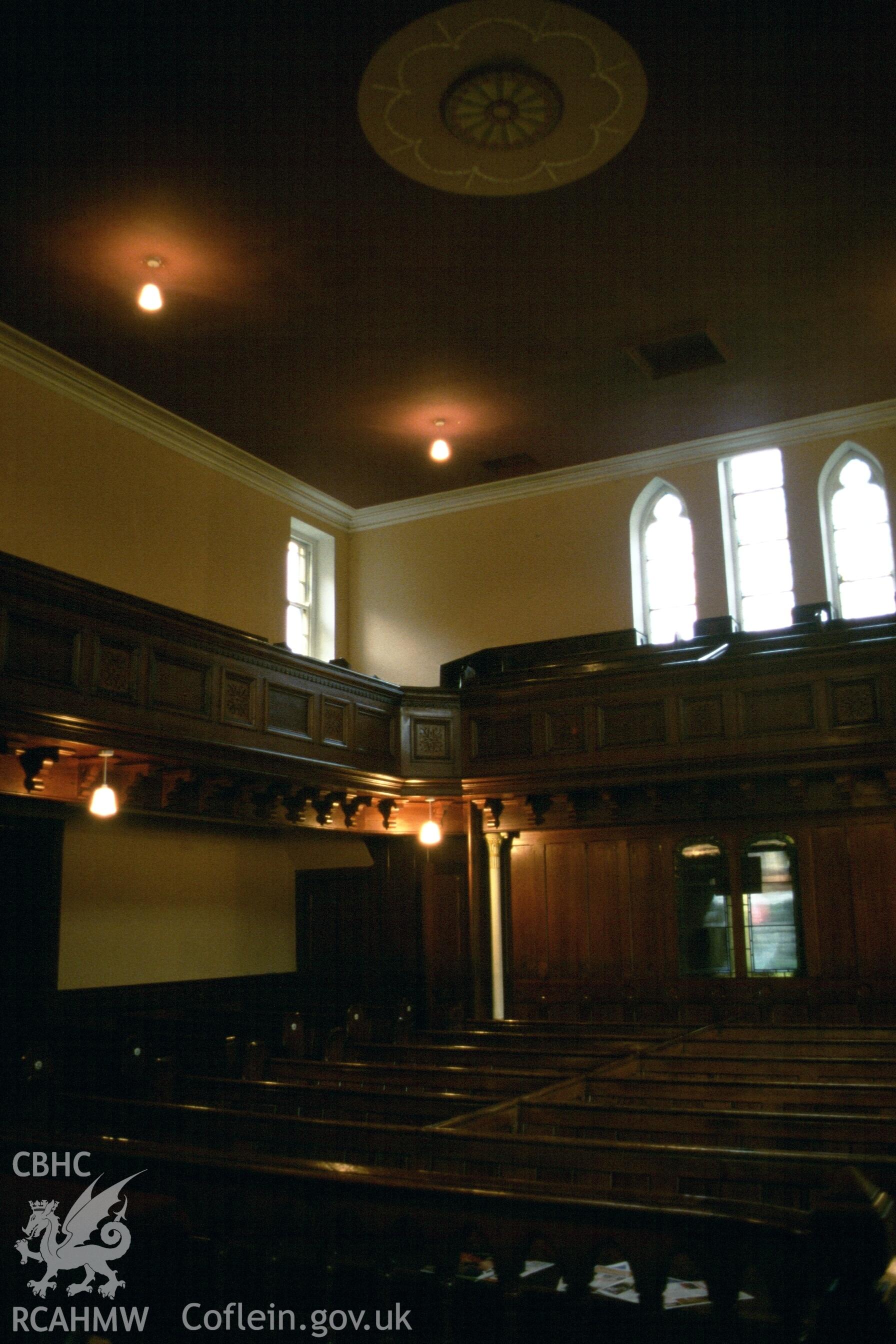 Interior, view to rear of chapel auditorium