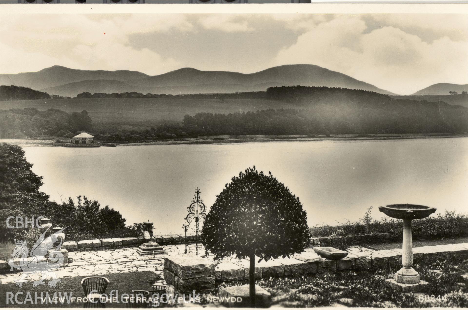 Digitised postcard image of Plas Newydd, Llanddaniel Fab, including waterfront, Valentine and Sons Ltd. Produced by Parks and Gardens Data Services, from an original item in the Peter Davis Collection at Parks and Gardens UK. We hold only web-resolution images of this collection, suitable for viewing on screen and for research purposes only. We do not hold the original images, or publication quality scans.