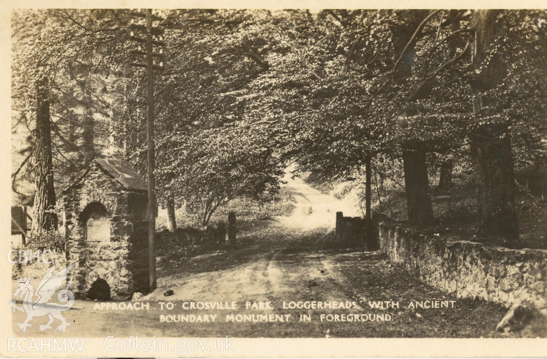 Digitised postcard image of Carreg Carn March Arthur, Loggerheads. Produced by Parks and Gardens Data Services, from an original item in the Peter Davis Collection at Parks and Gardens UK. We hold only web-resolution images of this collection, suitable for viewing on screen and for research purposes only. We do not hold the original images, or publication quality scans.