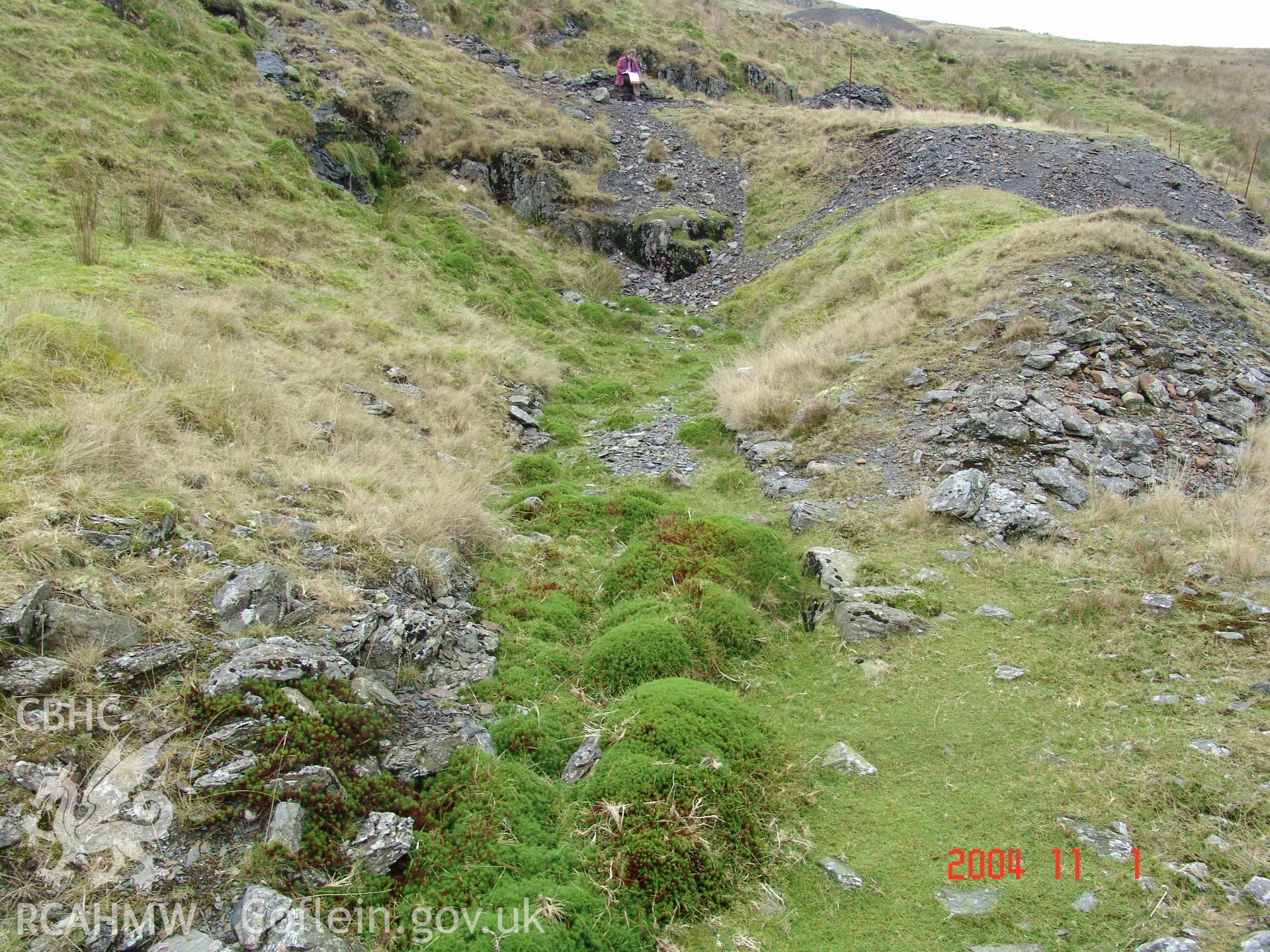 Photograph of Plynlimon Lead Mine Drainage Ditch taken on 01/11/2004 by N. Phillips during an Upland Survey undertaken by Cambrian Archaeological Projects.