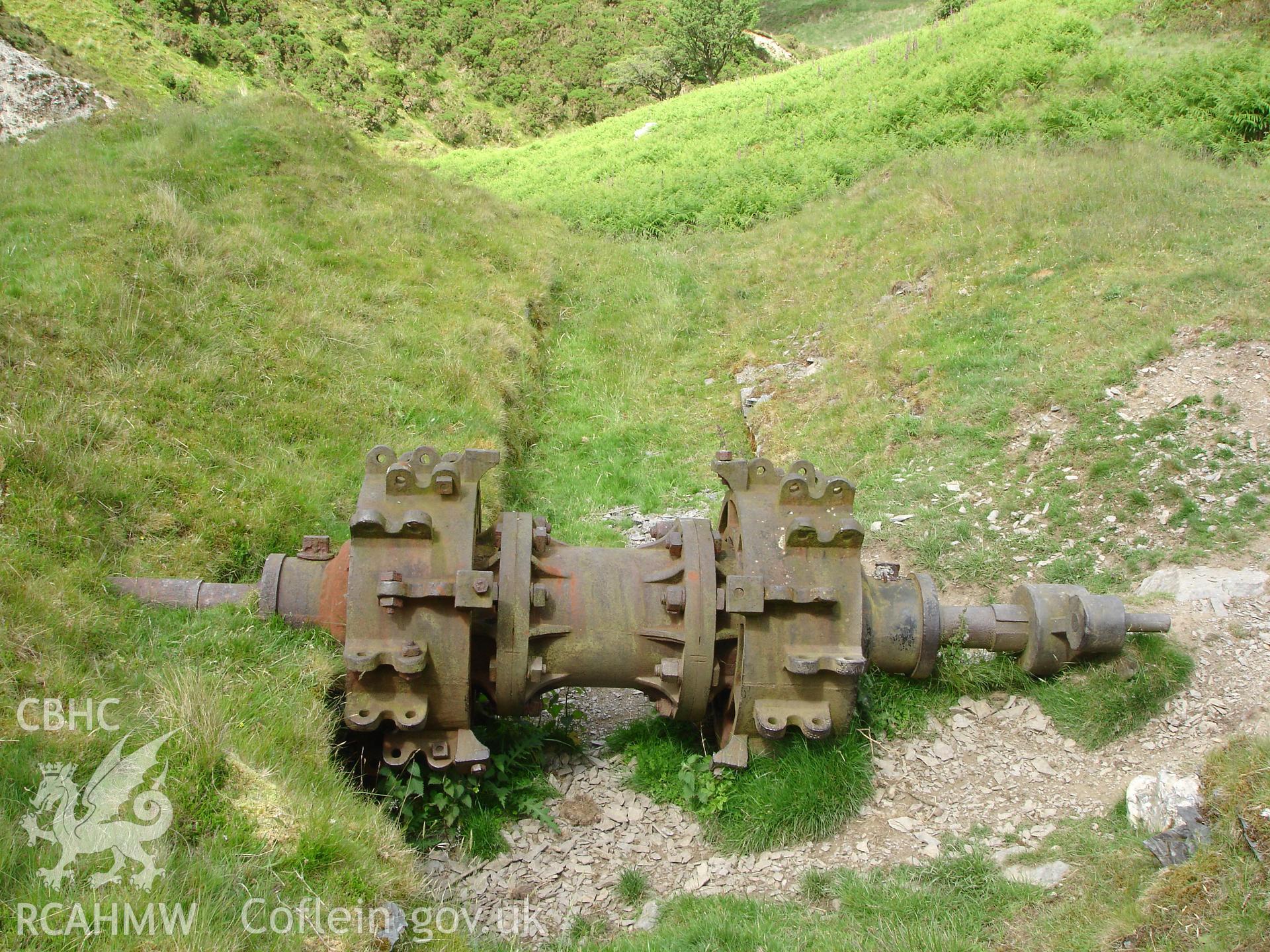 Photograph of Cwmrhaiader Lead Mine Wheel Pit taken on 13/06/2005 by R.P. Sambrook during an Upland Survey undertaken by Trysor Archaeology.