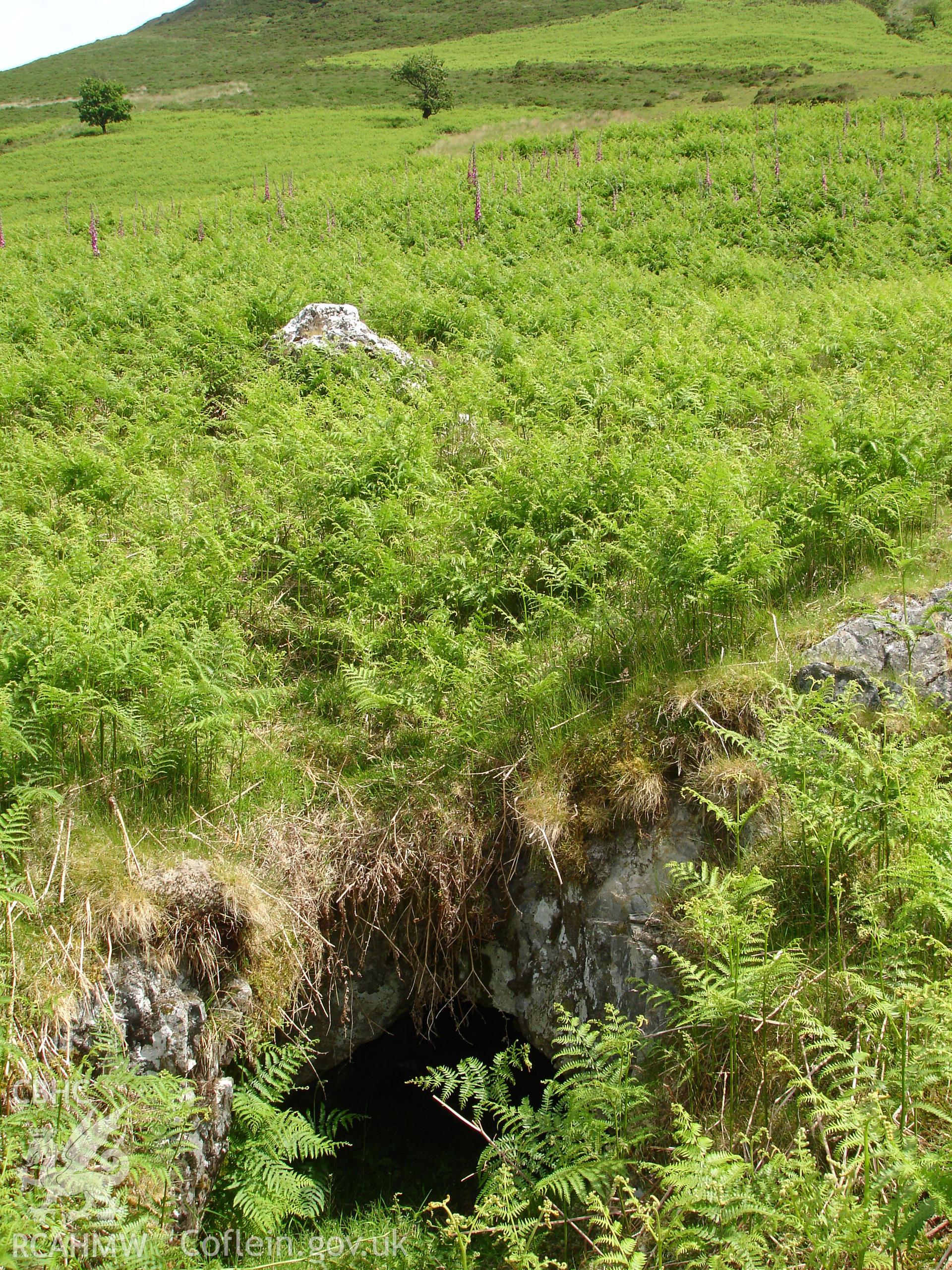 Photograph of Cwmrhaiader Lead Mine Adit taken on 13/06/2005 by R.P. Sambrook during an Upland Survey undertaken by Trysor Archaeology.