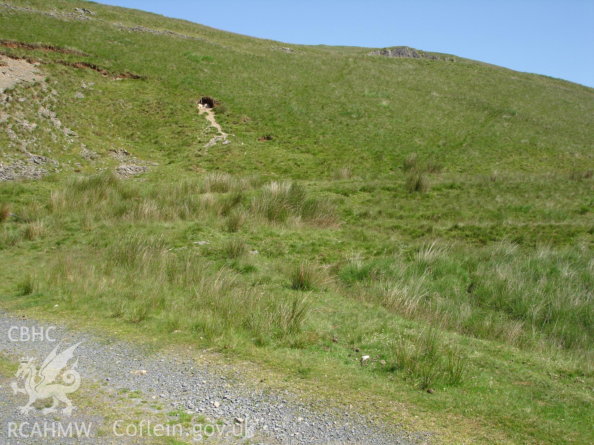 Photograph of Camdwr Bach Lead Mine Tramway taken on 23/06/2005 by R.P. Sambrook during an Upland Survey undertaken by Trysor Archaeology.