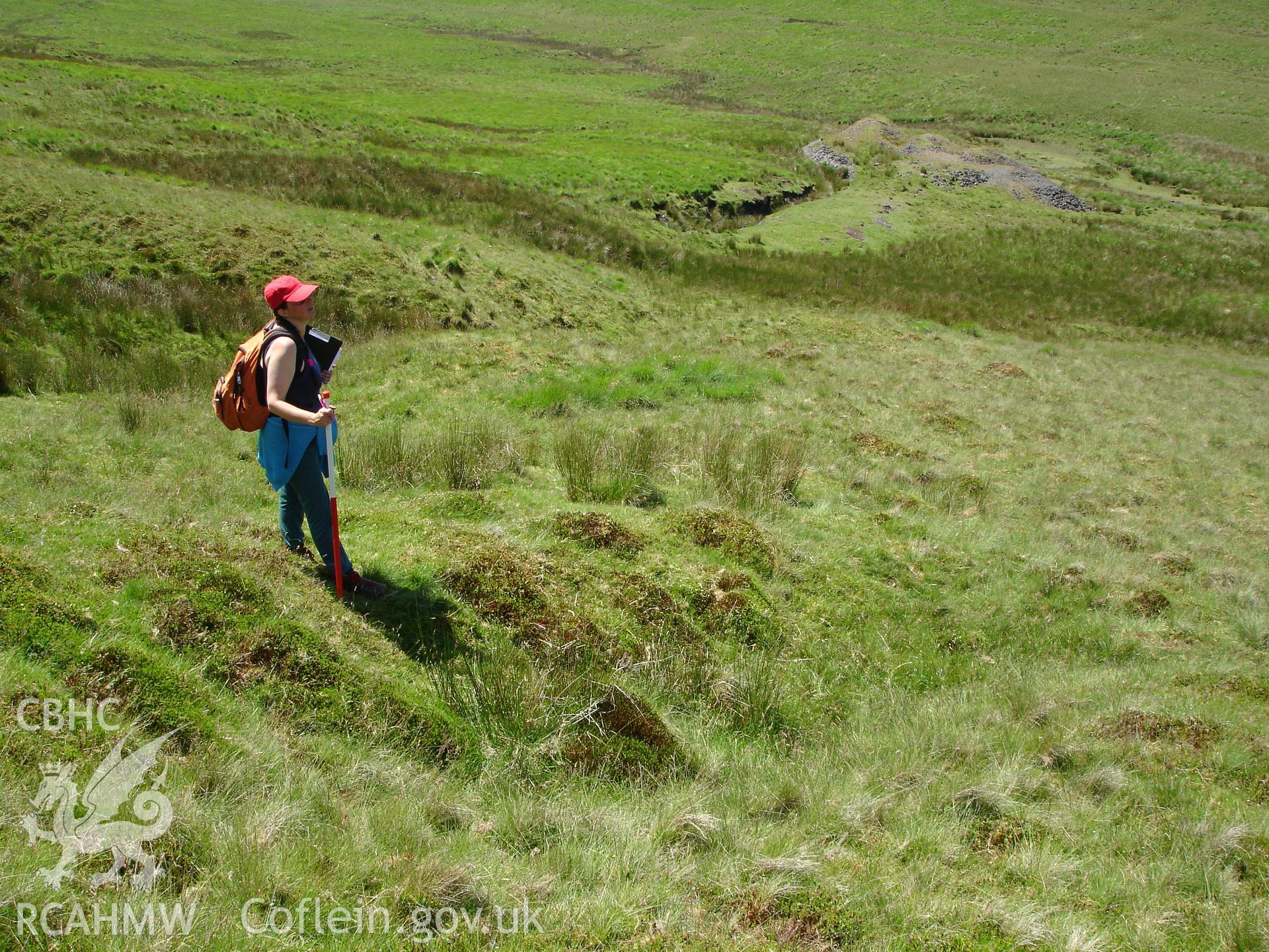 Photograph of Camdwr Bach Lead Mine Prospecting Trench taken on 23/06/2005 by R.P. Sambrook during an Upland Survey undertaken by Trysor Archaeology.
