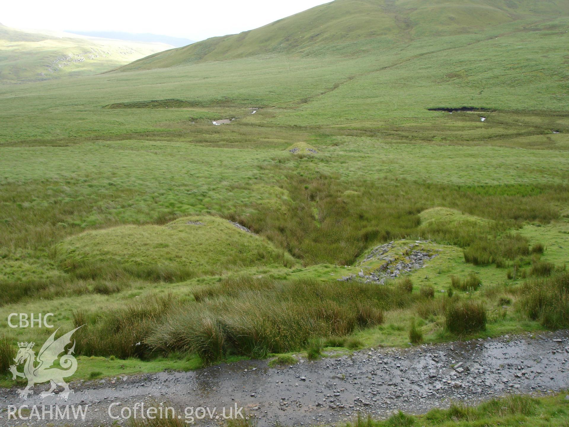 Photograph of Hyddgen Lead Mine Tramway taken on 06/07/2005 by R.P. Sambrook during an Upland Survey undertaken by Trysor Archaeology.