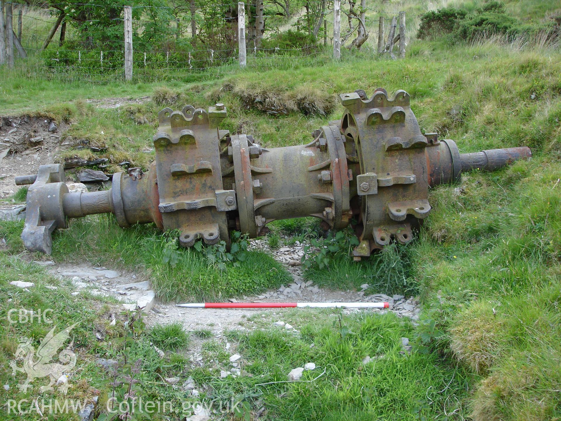Photograph of Cwmrhaiader Lead Mine Wheel Pit taken on 13/06/2005 by R.P. Sambrook during an Upland Survey undertaken by Trysor Archaeology.