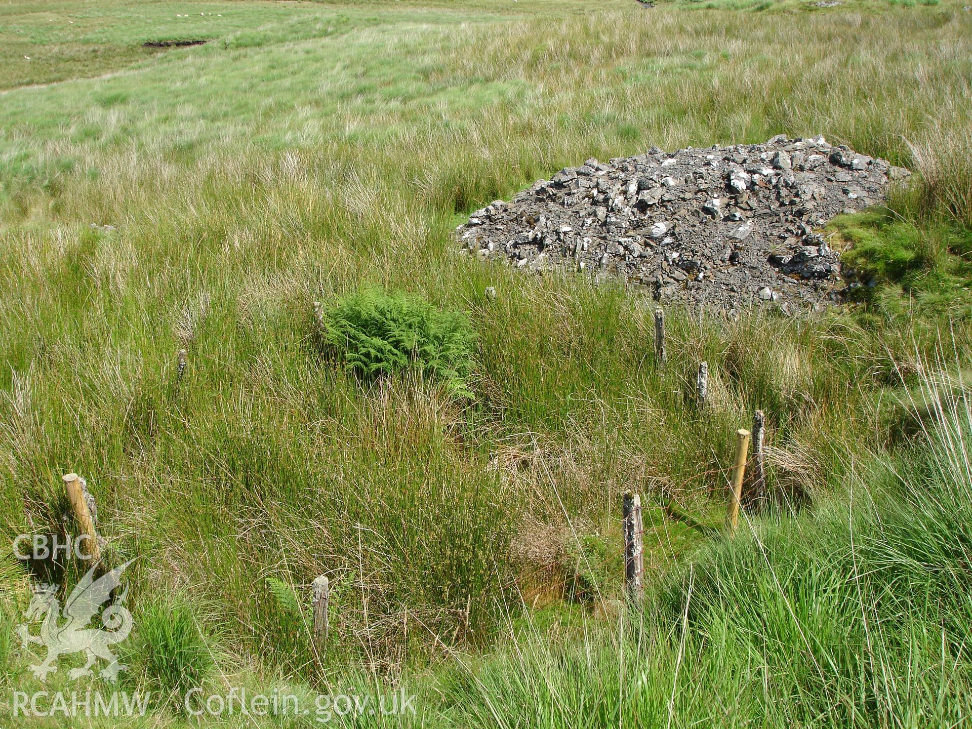 Photograph of Hyddgen Lead Mine Shaft I taken on 08/07/2005 by R.P. Sambrook during an Upland Survey undertaken by Trysor Archaeology.