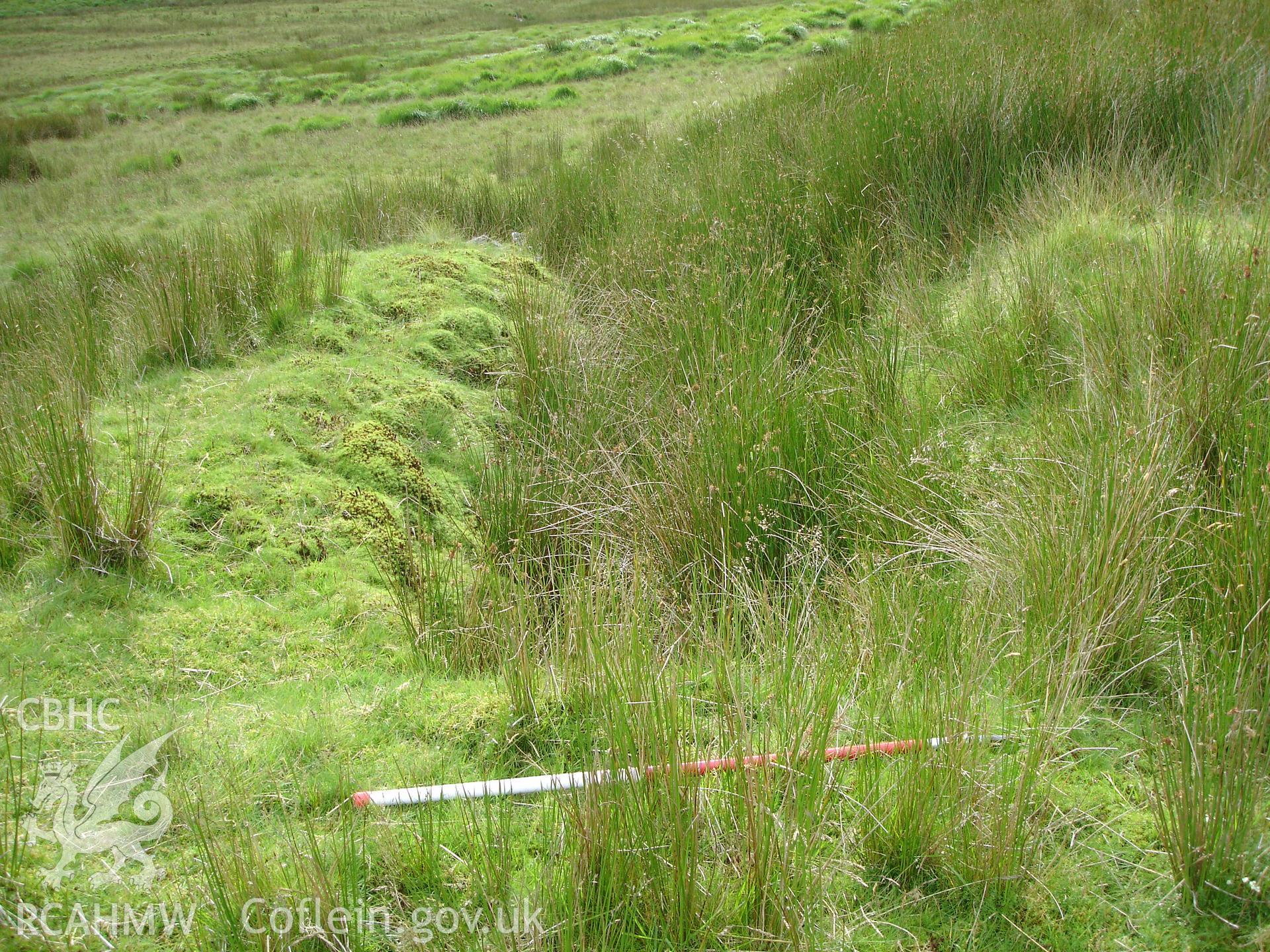 Photograph of Hyddgen Lead Mine Wheel Pit II taken on 06/07/2005 by R.P. Sambrook during an Upland Survey undertaken by Trysor Archaeology.