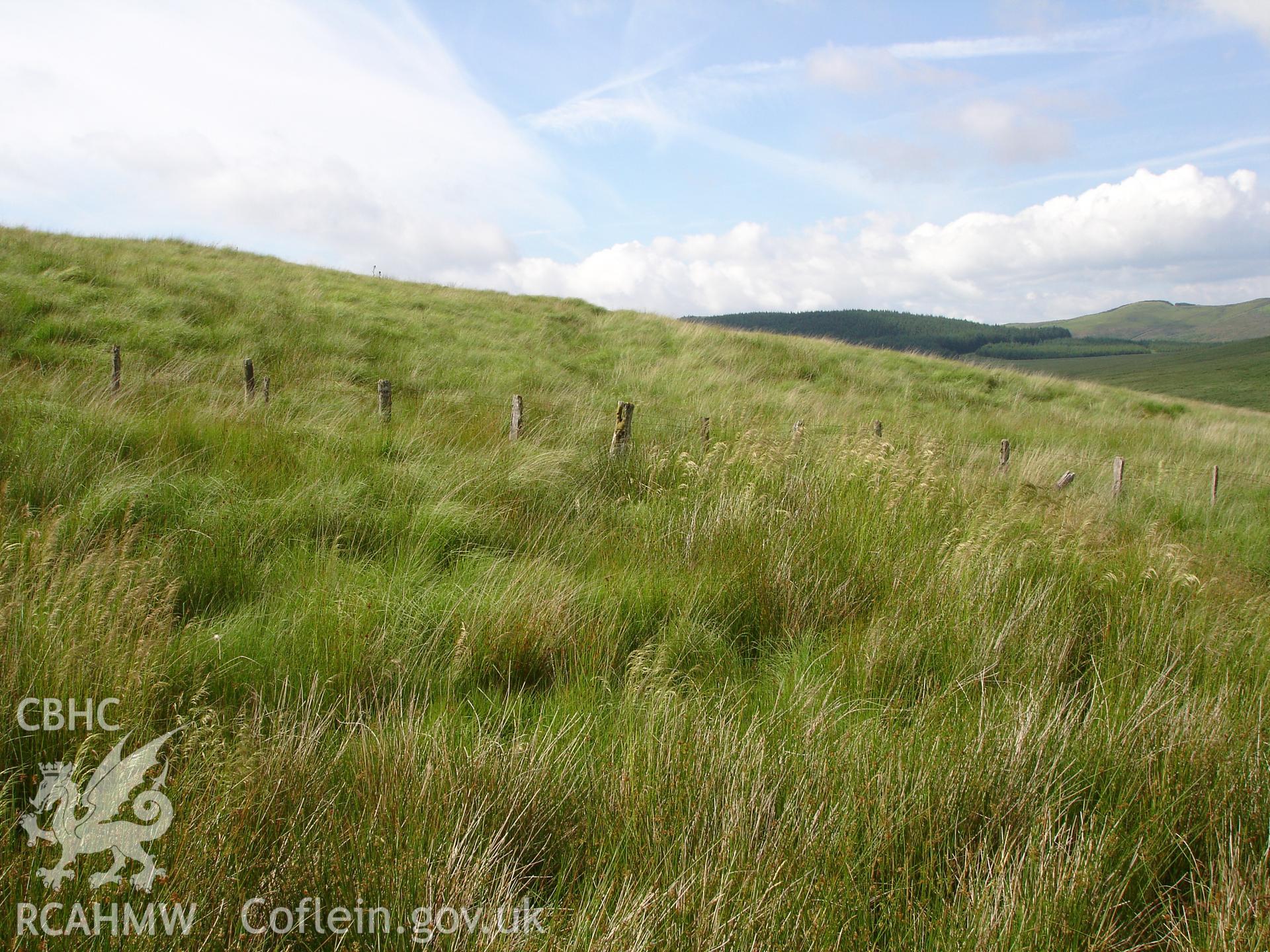 Photograph of Hyddgen Lead Mine Prospecting Trench II taken on 08/07/2005 by R.P. Sambrook during an Upland Survey undertaken by Trysor Archaeology.