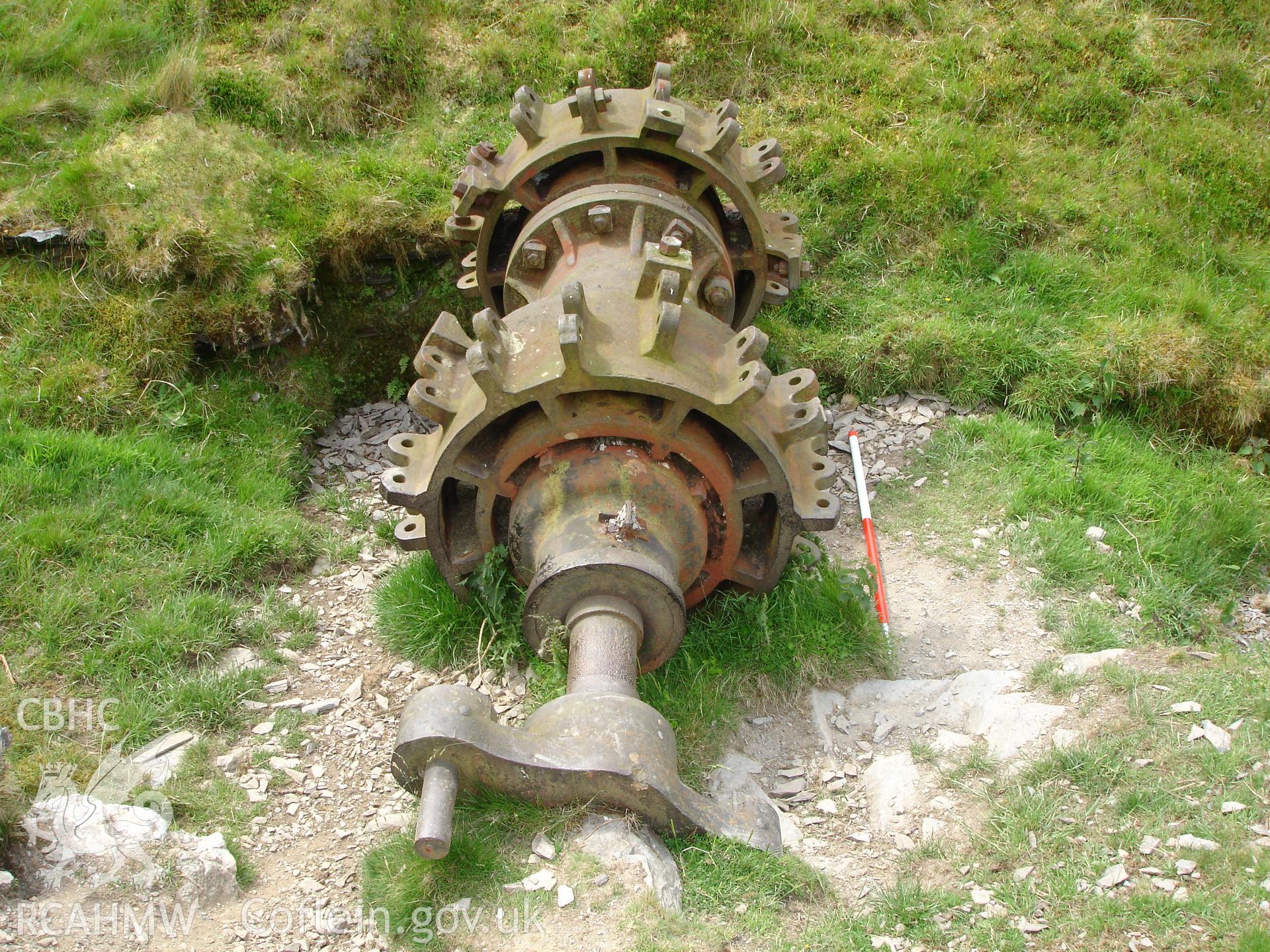 Photograph of Cwmrhaiader Lead Mine Wheel Pit taken on 13/06/2005 by R.P. Sambrook during an Upland Survey undertaken by Trysor Archaeology.