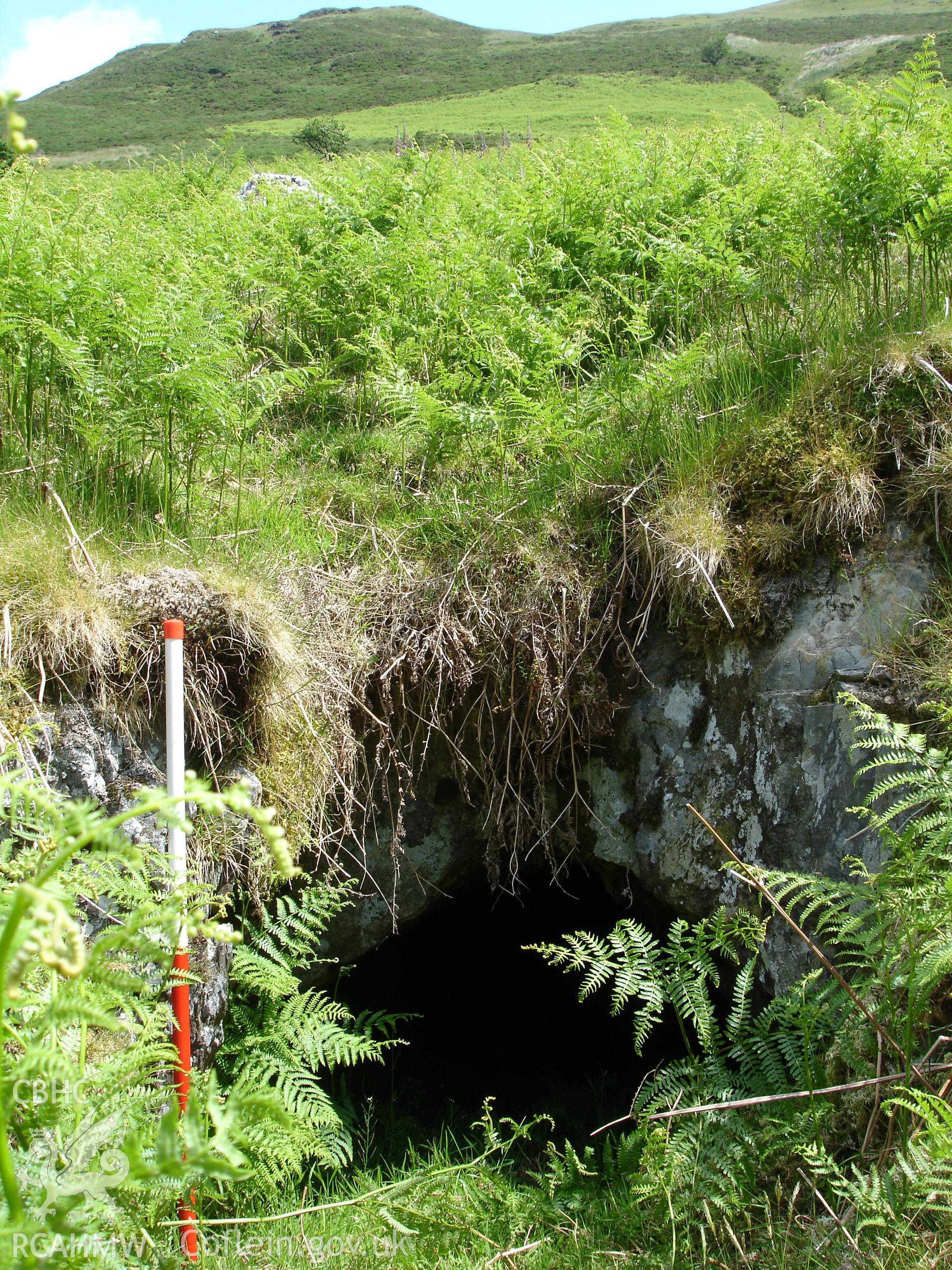 Photograph of Cwmrhaiader Lead Mine Adit taken on 13/06/2005 by R.P. Sambrook during an Upland Survey undertaken by Trysor Archaeology.
