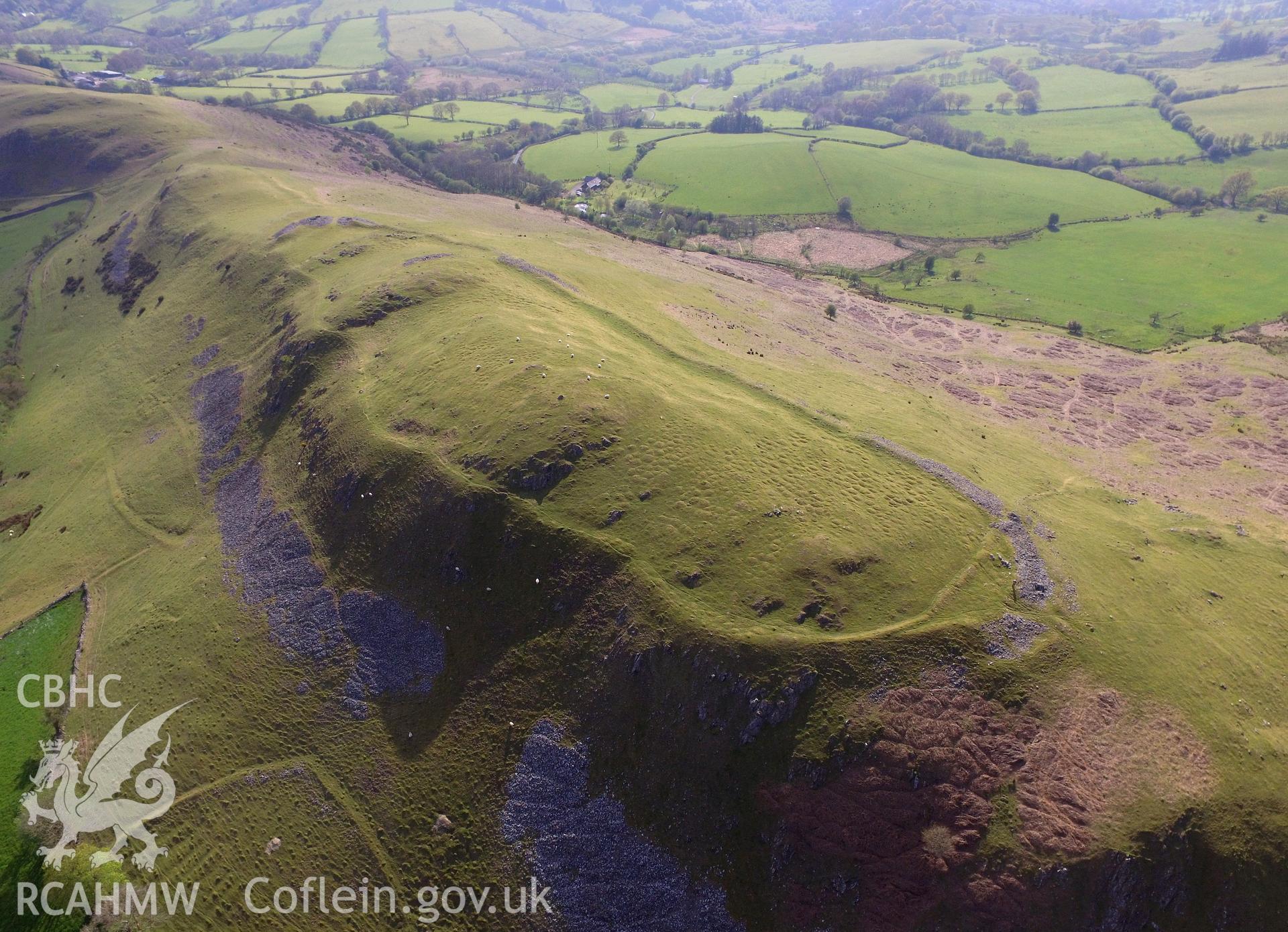 Colour photo showing Castle Bank Hillfort,  produced by Paul R. Davis,  8th May 2017.