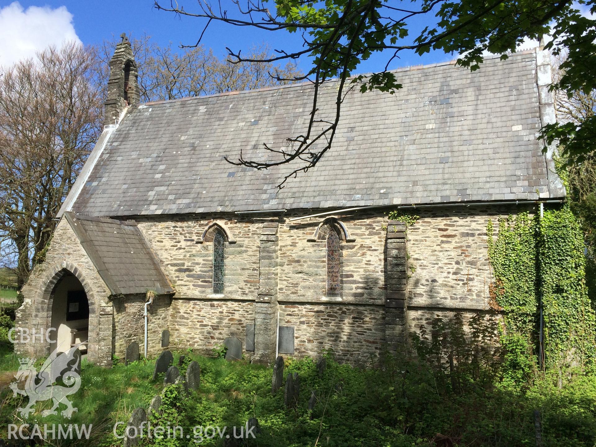 Colour photo showing Llancynfelyn Church,  produced by Paul R. Davis, 23rd April 2017.
