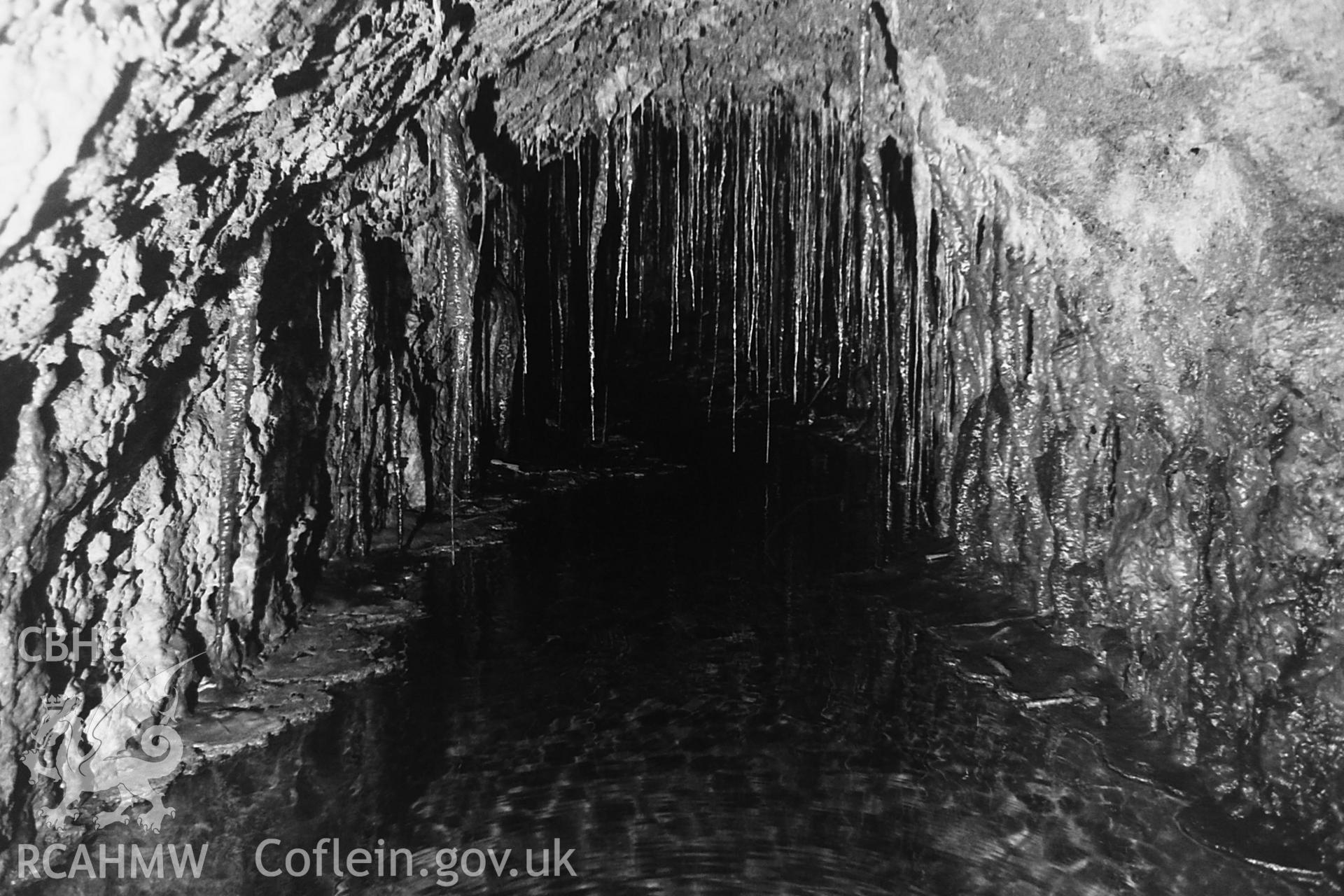 Black and white photo showing Trefriw Well, taken by Paul R. Davis, undated.