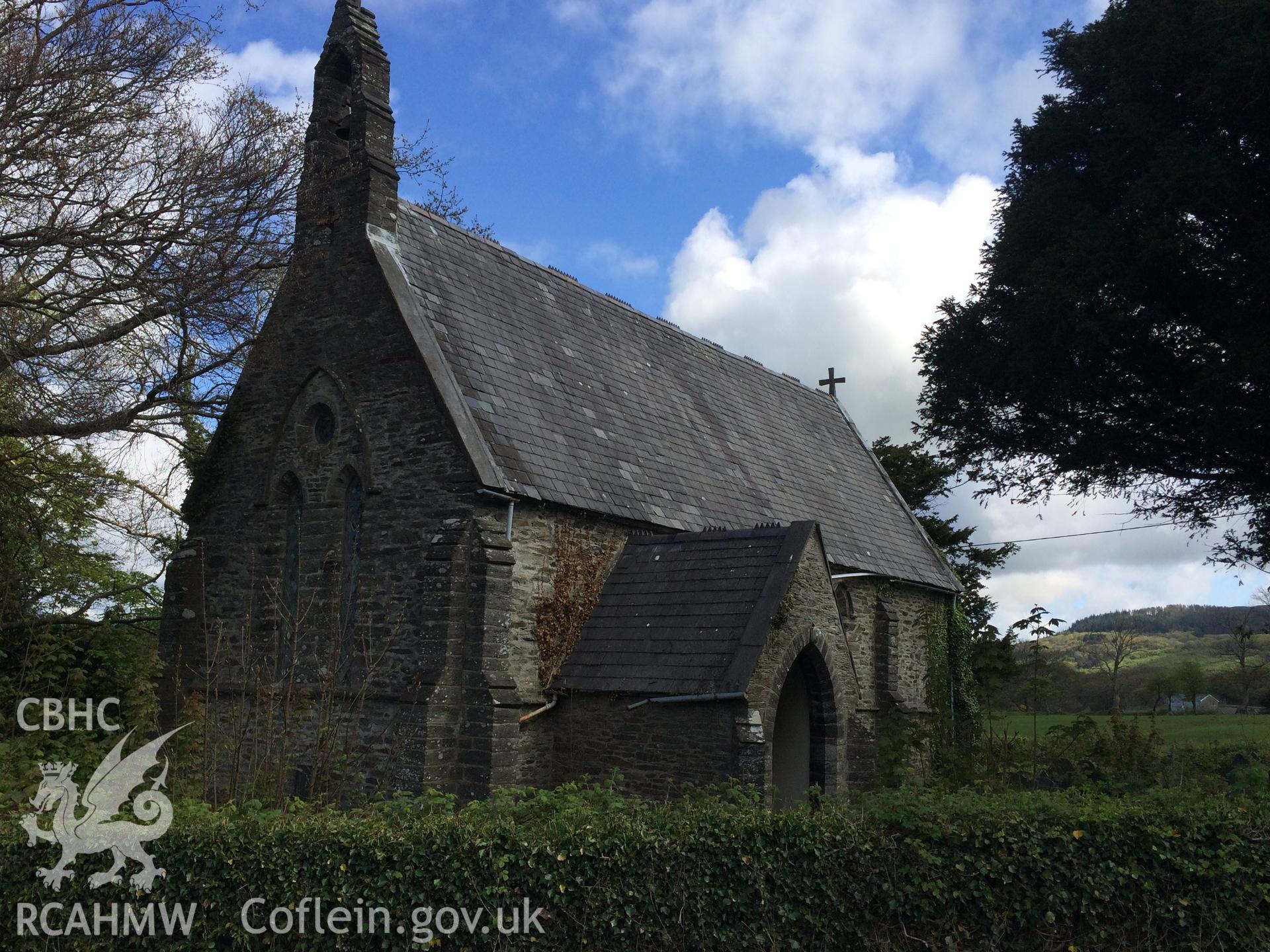 Colour photo showing Llancynfelyn Church,  produced by Paul R. Davis, 23rd April 2017.