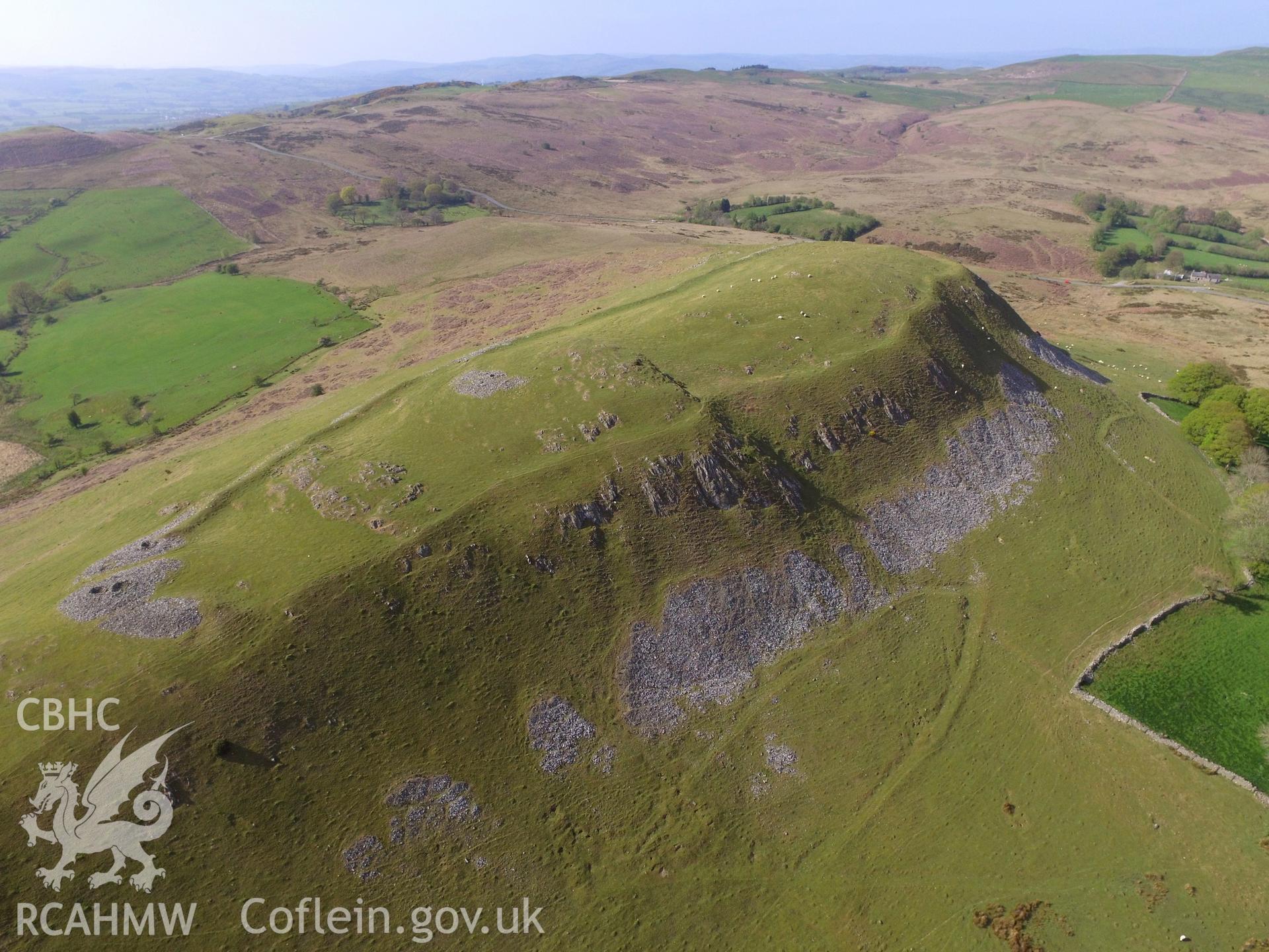 Colour photo showing Castle Bank Hillfort,  produced by Paul R. Davis,  8th May 2017.