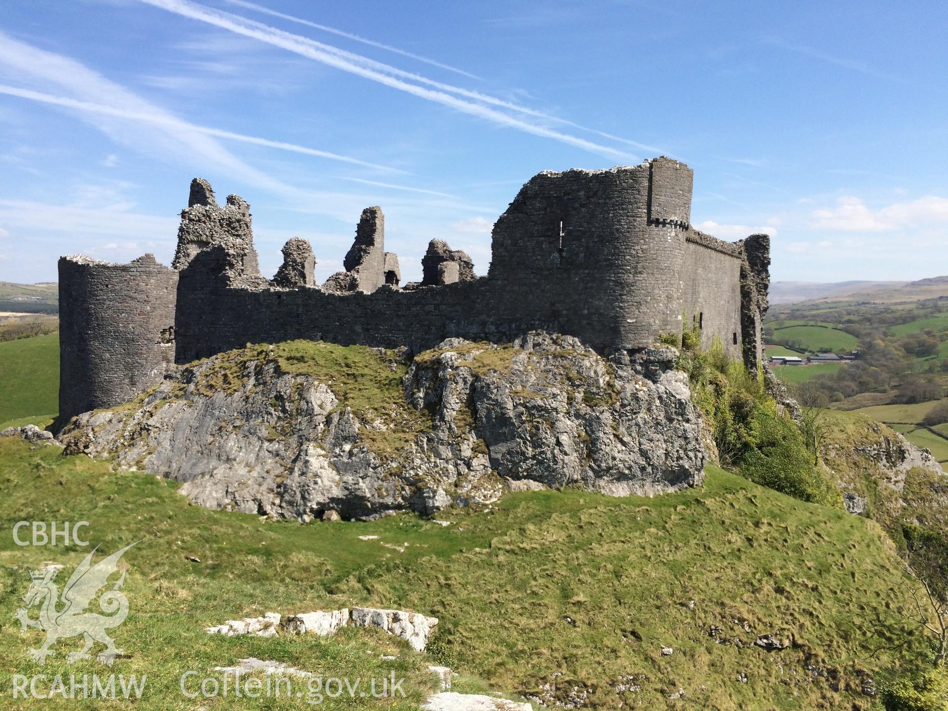 Colour photo showing Carreg Cennen, produced by  Paul R. Davis, 5th May 2016.