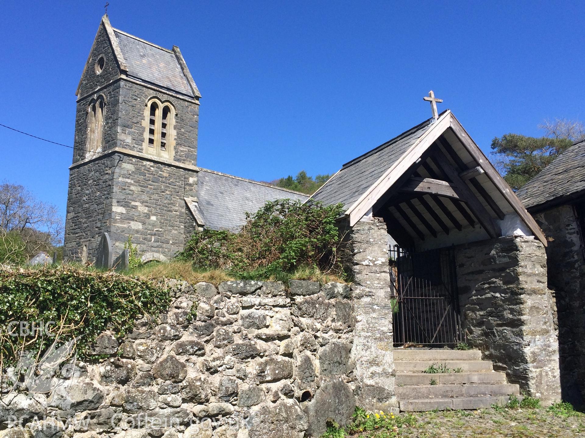 Colour photo showing Llanfor Church,  produced by Paul R. Davis, 22nd April 2017.