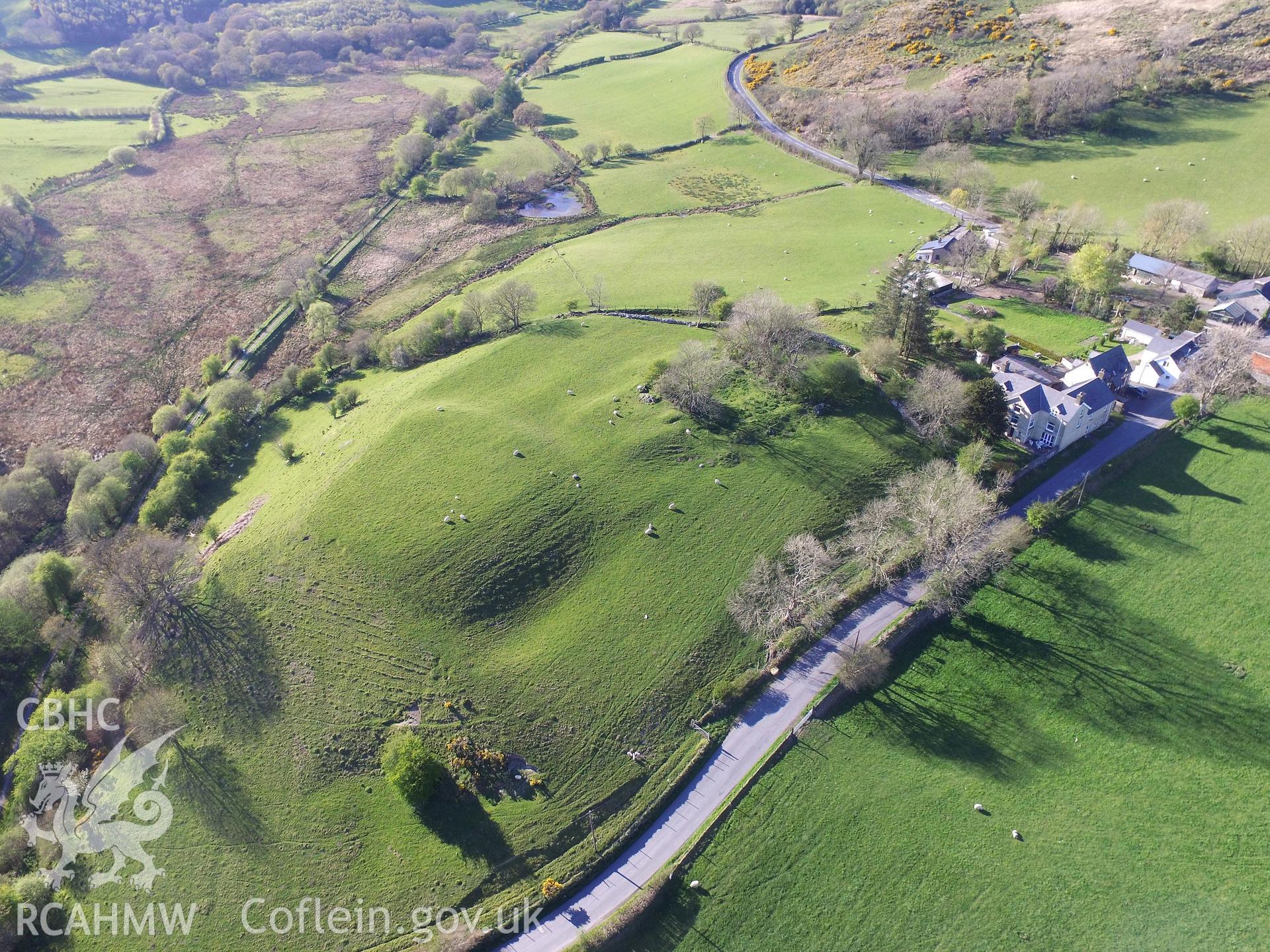 Colour photo showing Ystrad Meurig Castle, produced by Paul R. Davis,  23rd April 2017.