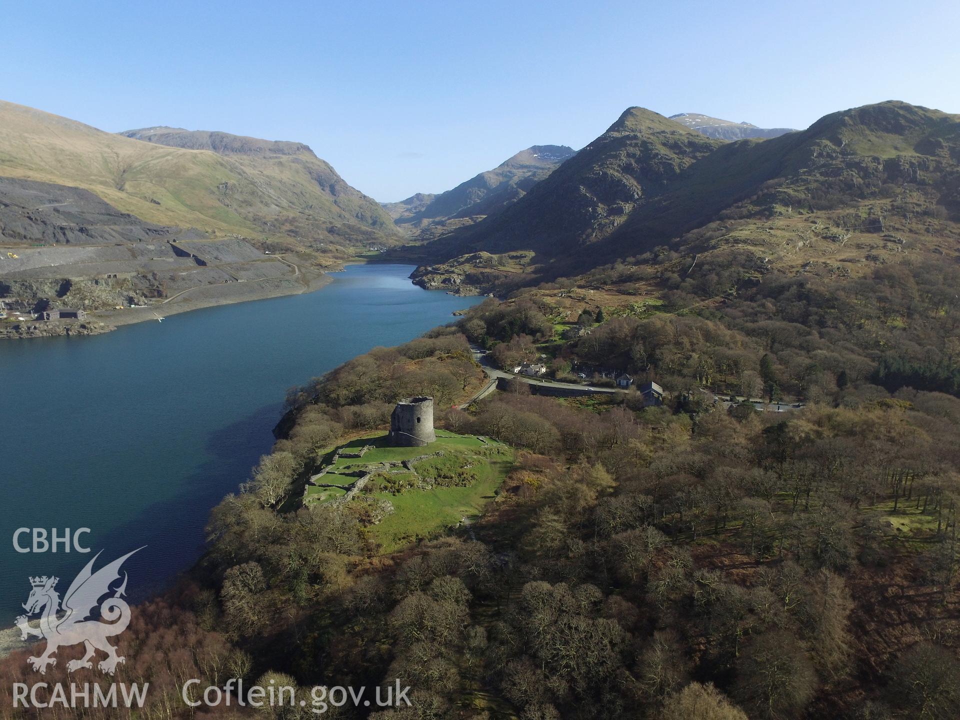 Colour photo showing Dolbadarn Castle, produced by Paul R. Davis, 15th March 2017.