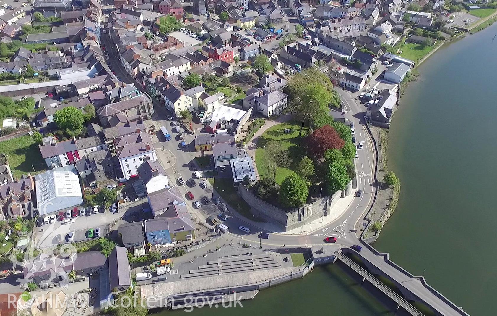 Colour photo showing Cardigan Castle, produced by  Paul R. Davis,  May 2017.