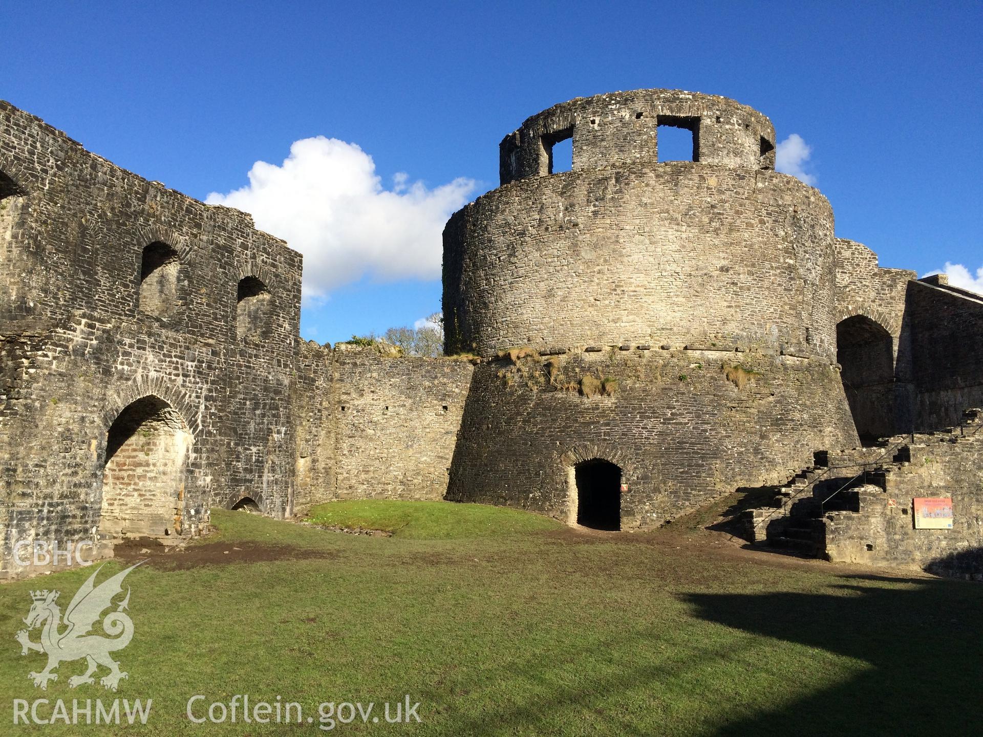 Colour photo showing Dinefwr Castle, produced by Paul R. Davis, 9th April 2017.