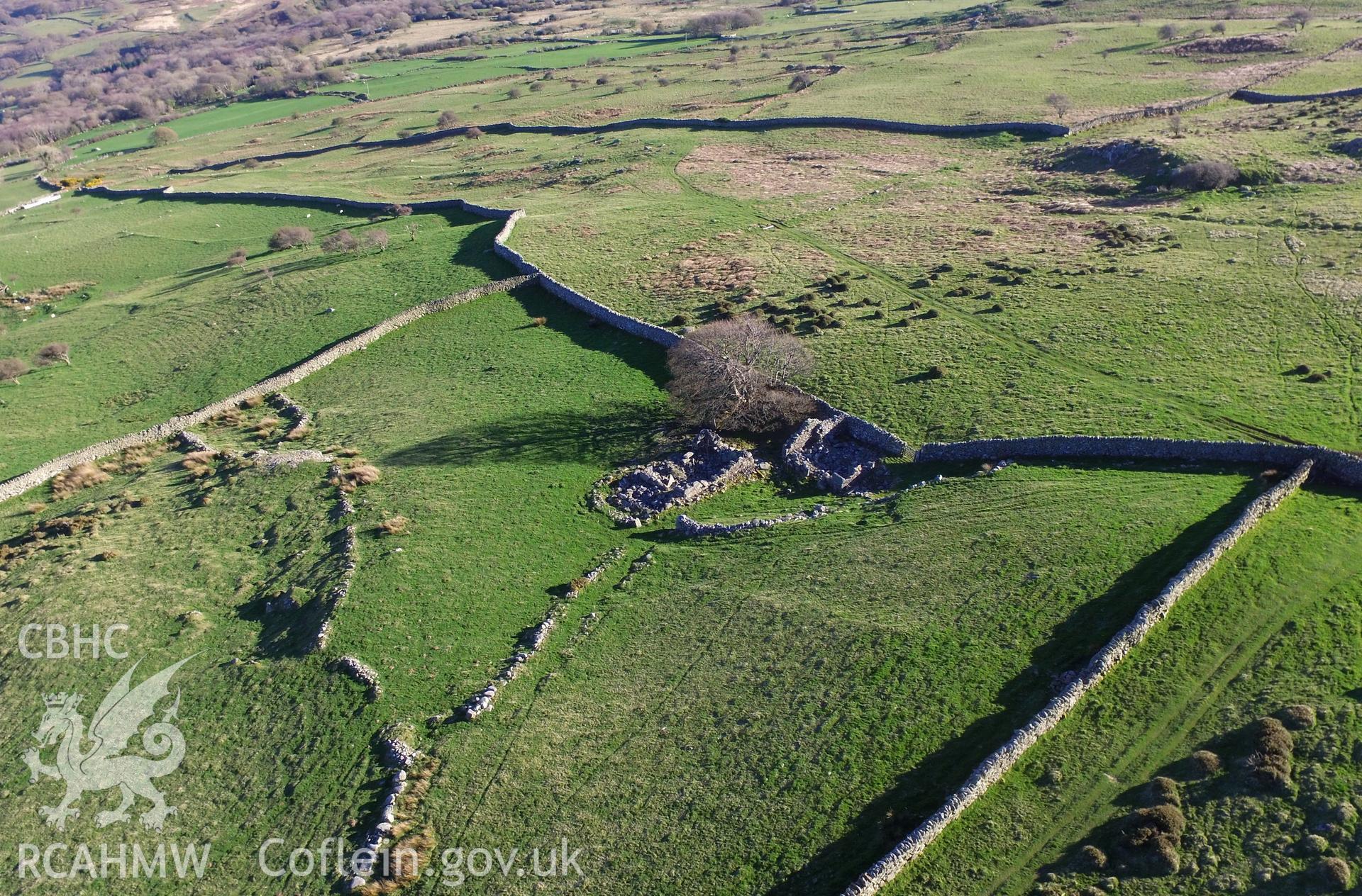 Colour photo showing Pen y Ffridd Farmstead, produced by Paul R. Davis, 8th April 2017.