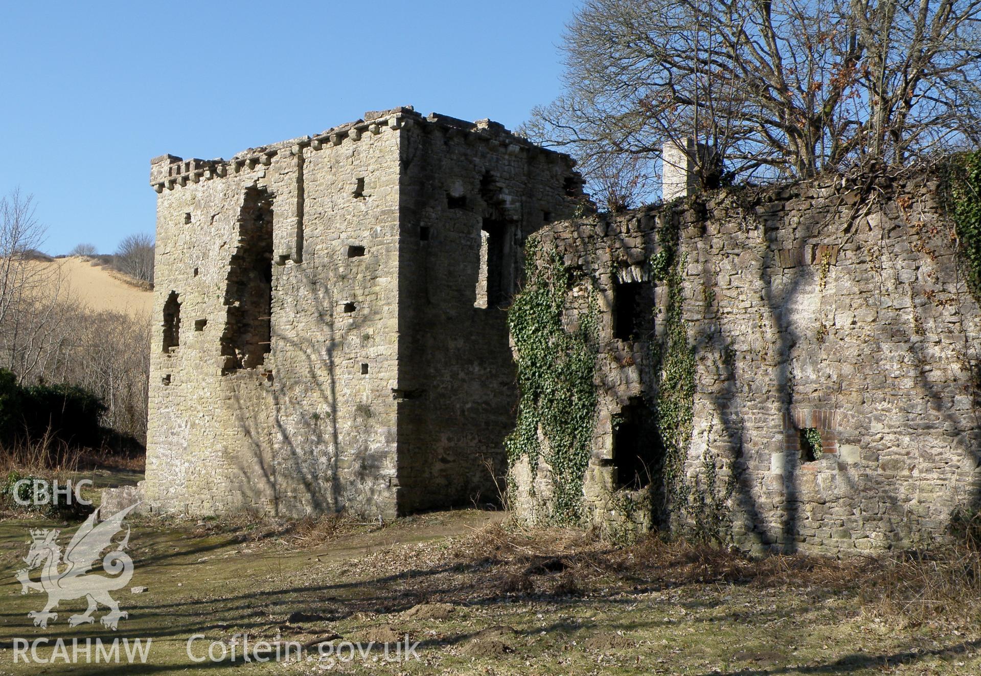 Colour photo showing Candleston Castle, produced by  Paul R. Davis,  7th March 2010.