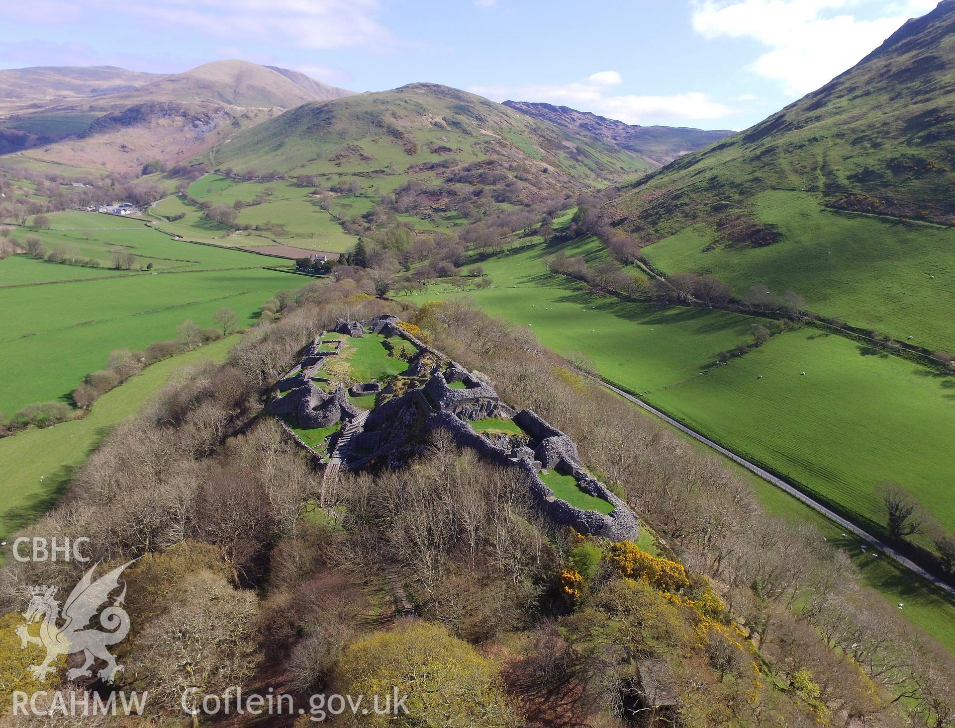 Colour photo showing Castell y Bere, produced by  Paul R. Davis, 7th May 2017.
