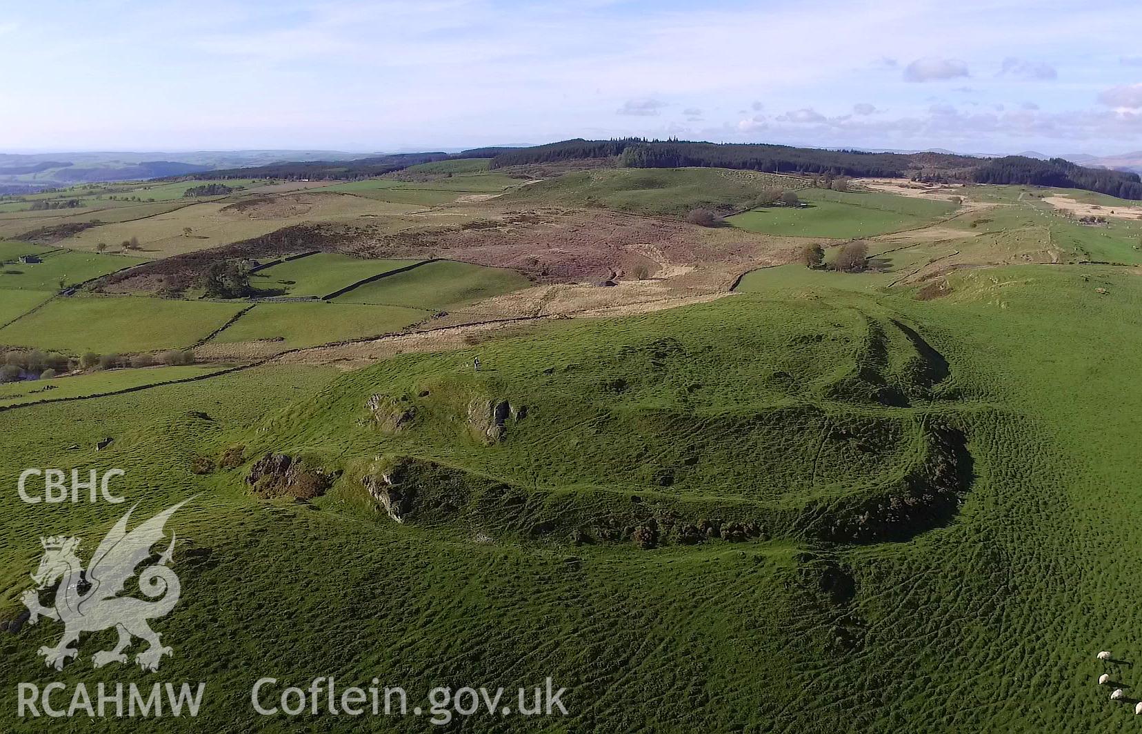 Colour photo showing Ystradmeurig Fort,  produced by Paul R. Davis,  14th May 2017.