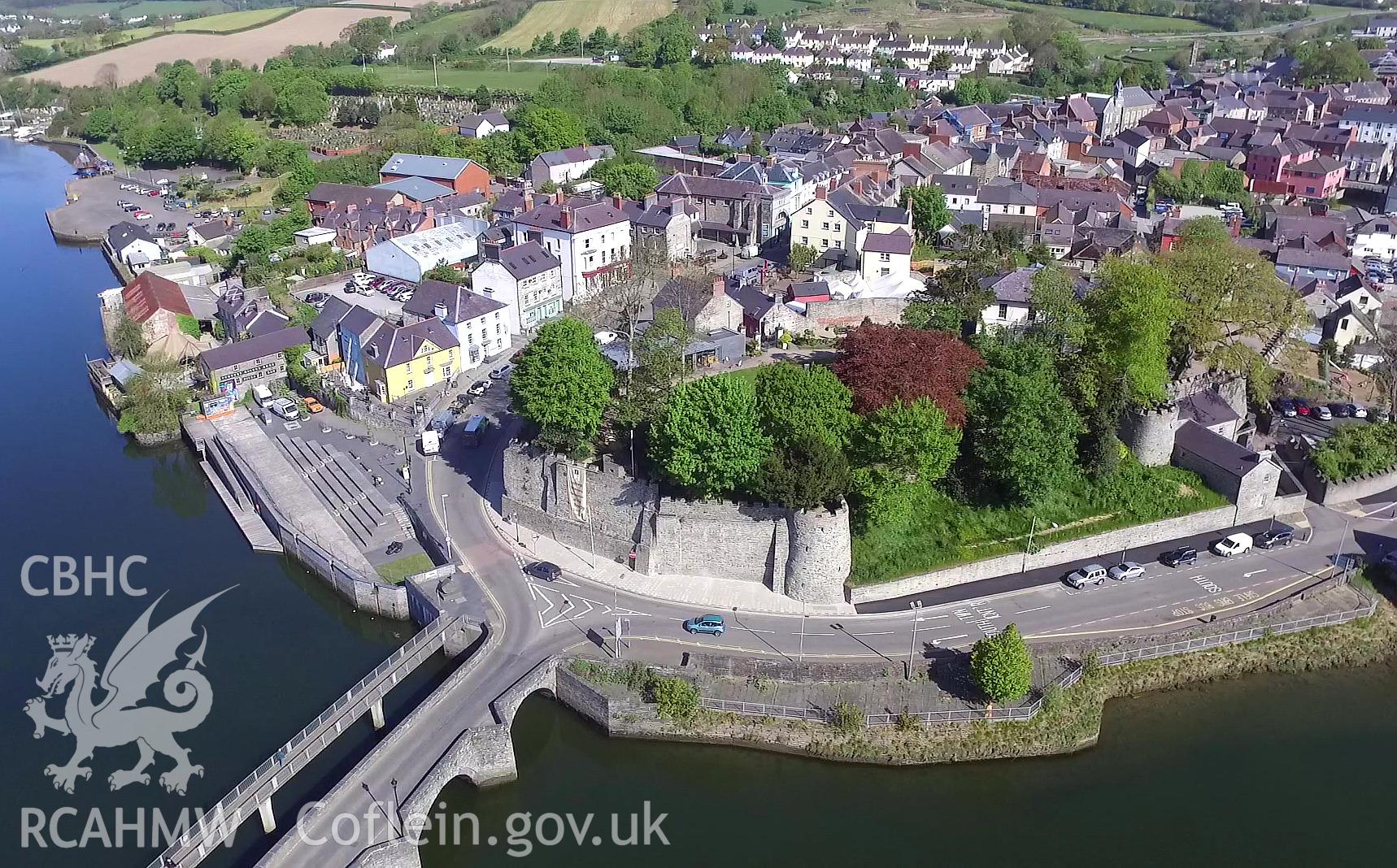 Colour photo showing Cardigan Castle, produced by  Paul R. Davis,  May 2017.