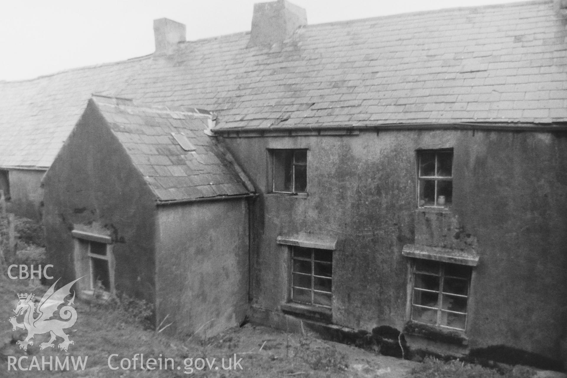 Black and white photo showing view of Llanilid Farm, taken by Paul R. Davis, undated.