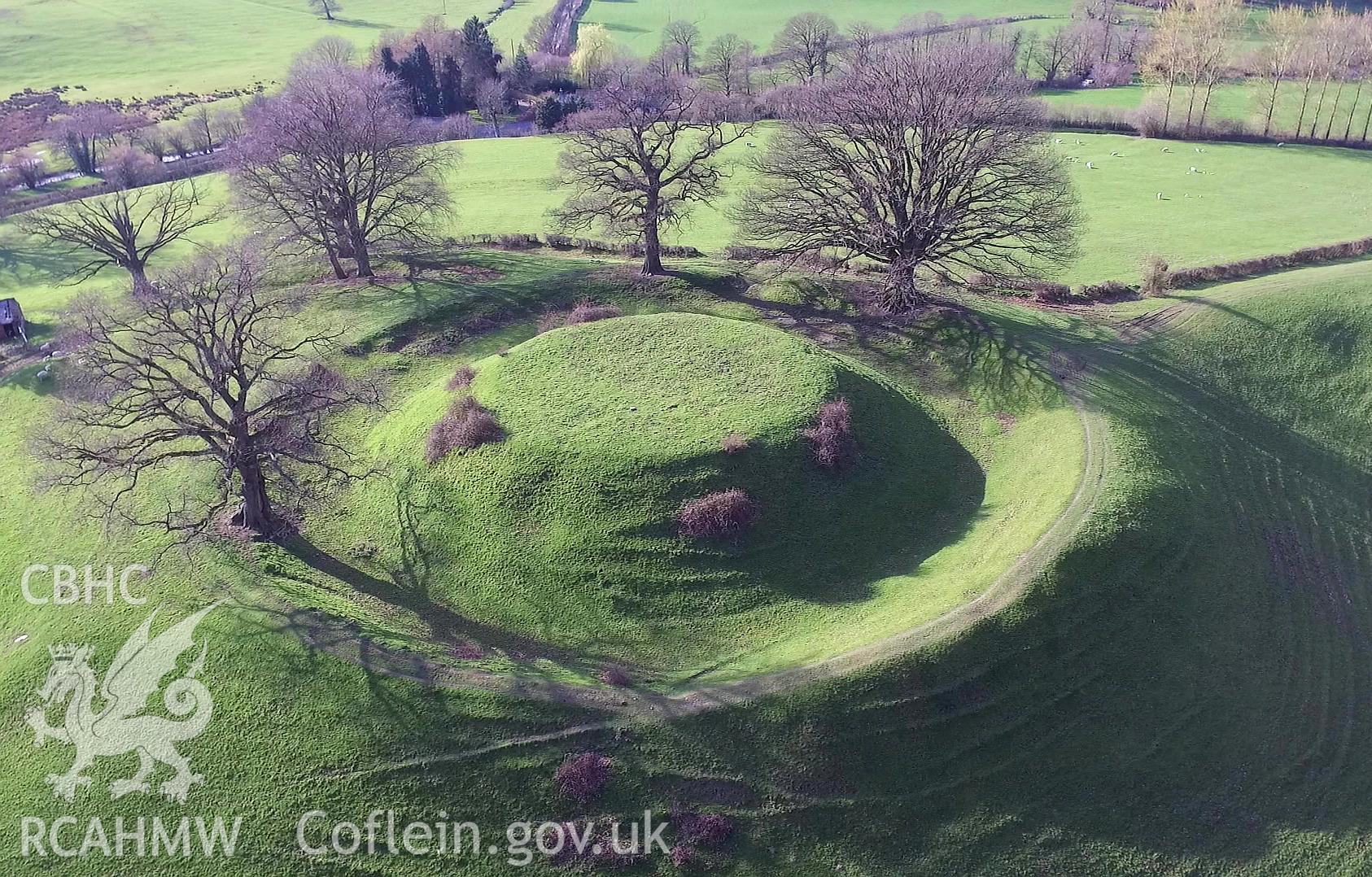 Colour photo showing Sycharth Castle, produced by Paul R. Davis,  April 2017.