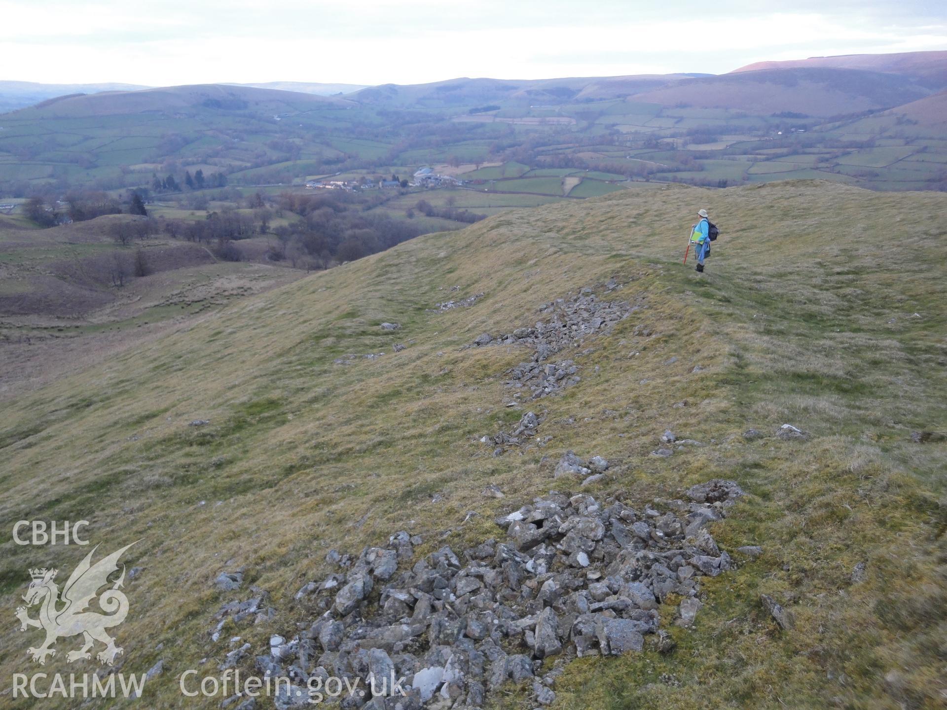 Rampart on the northwestern side of the hillfort, looking northeast.