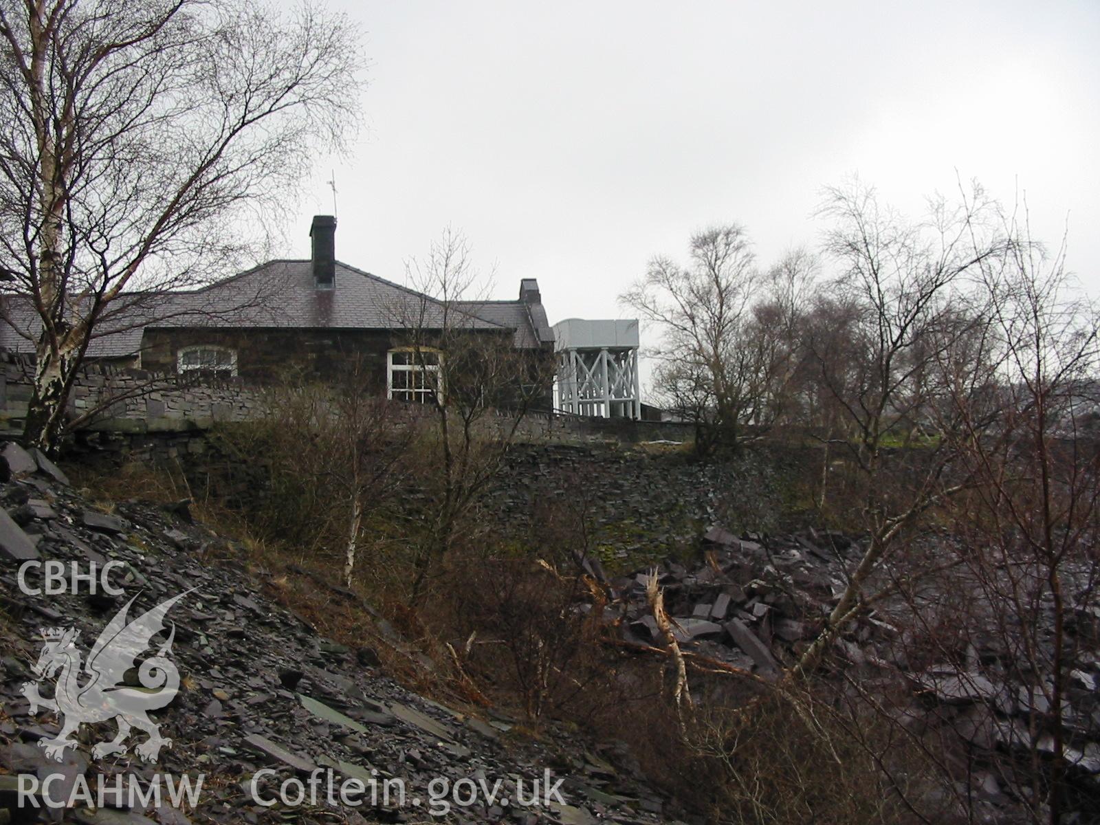 Digital colour photograph showing part of the exterior of the Penrhyn Quarry Offices.