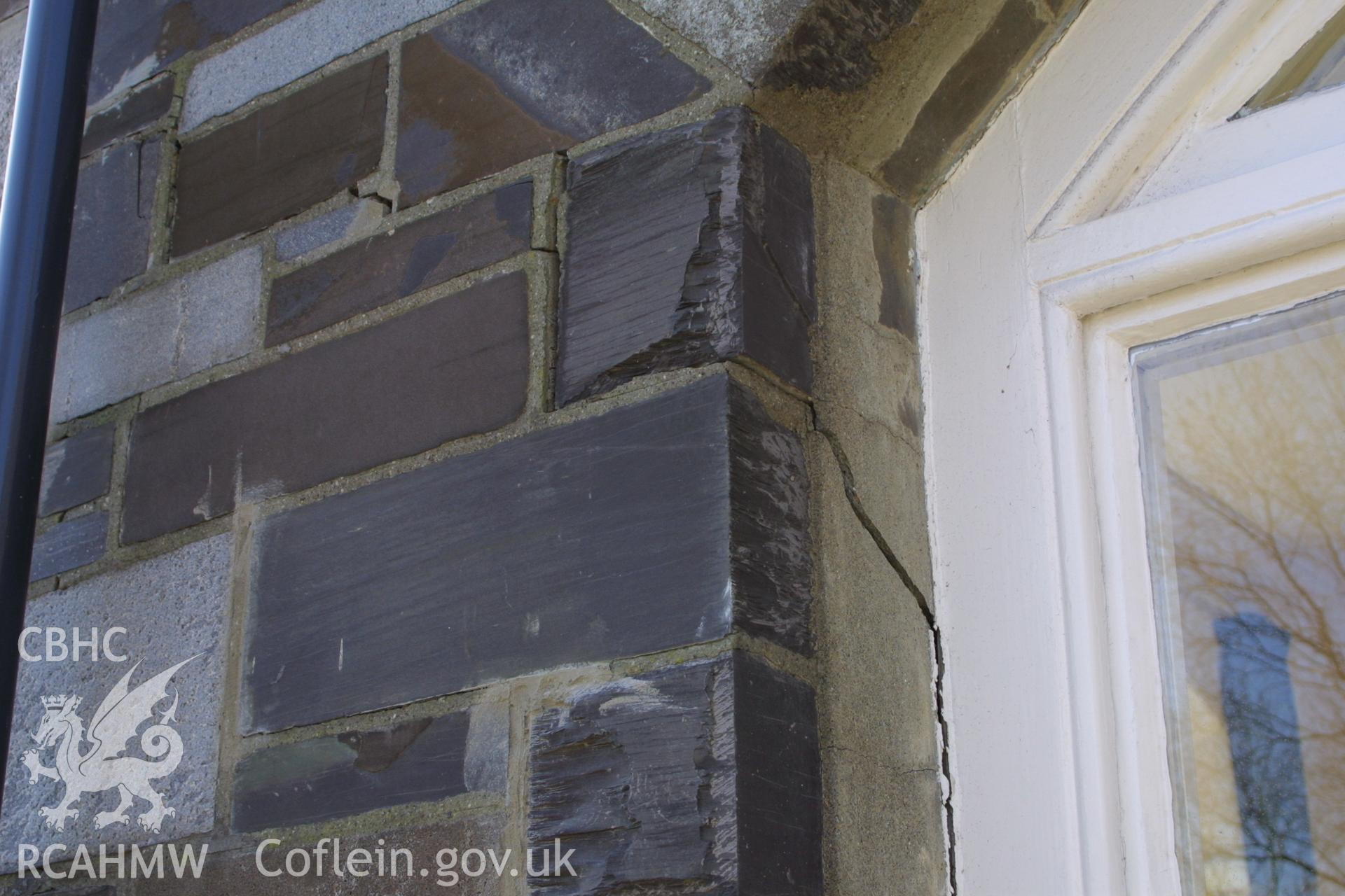 Digital colour photograph showing part of the exterior of the Penrhyn Quarry Offices.