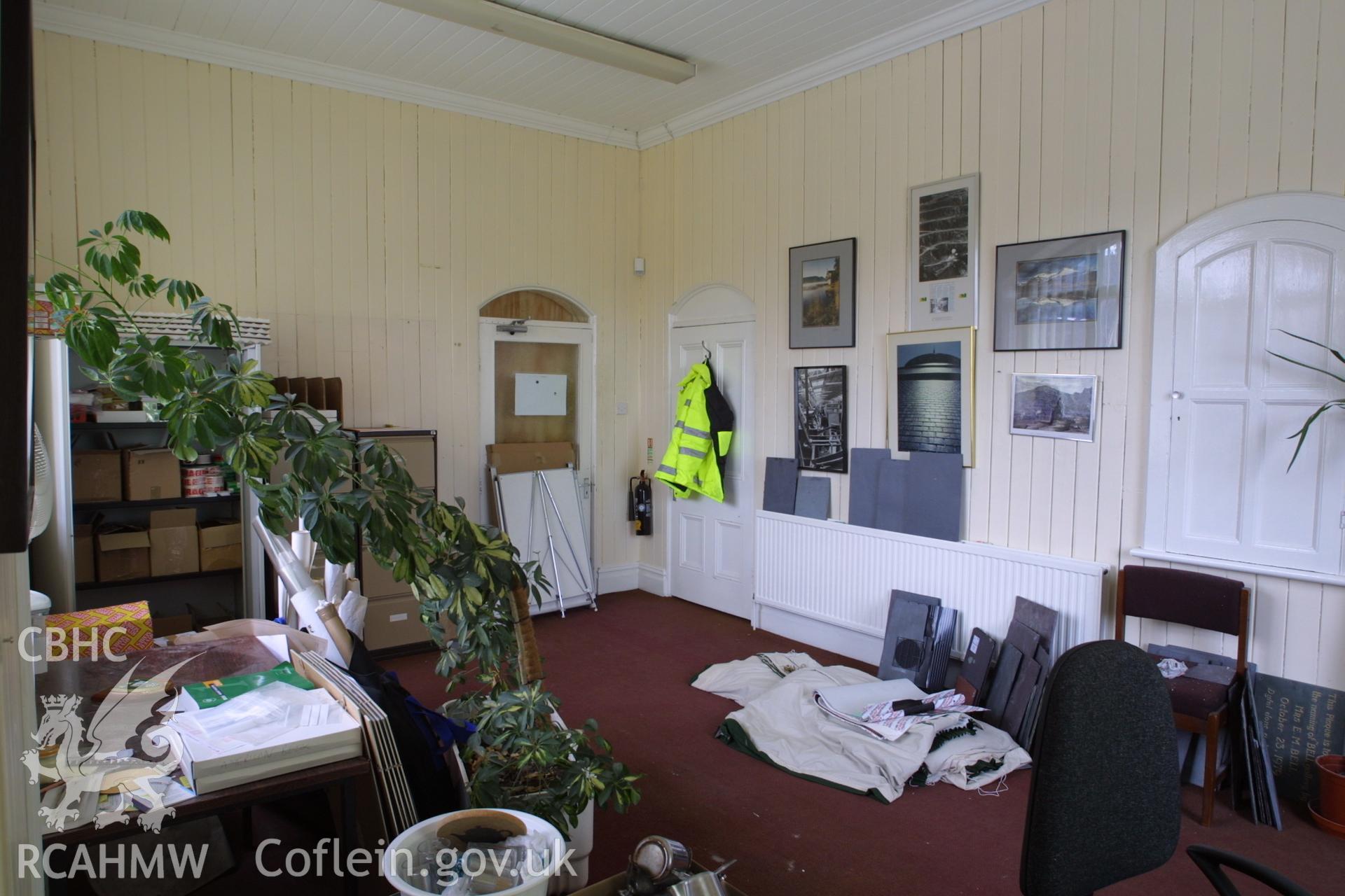 Digital colour photograph showing part of the interior of the Penrhyn Quarry Offices.