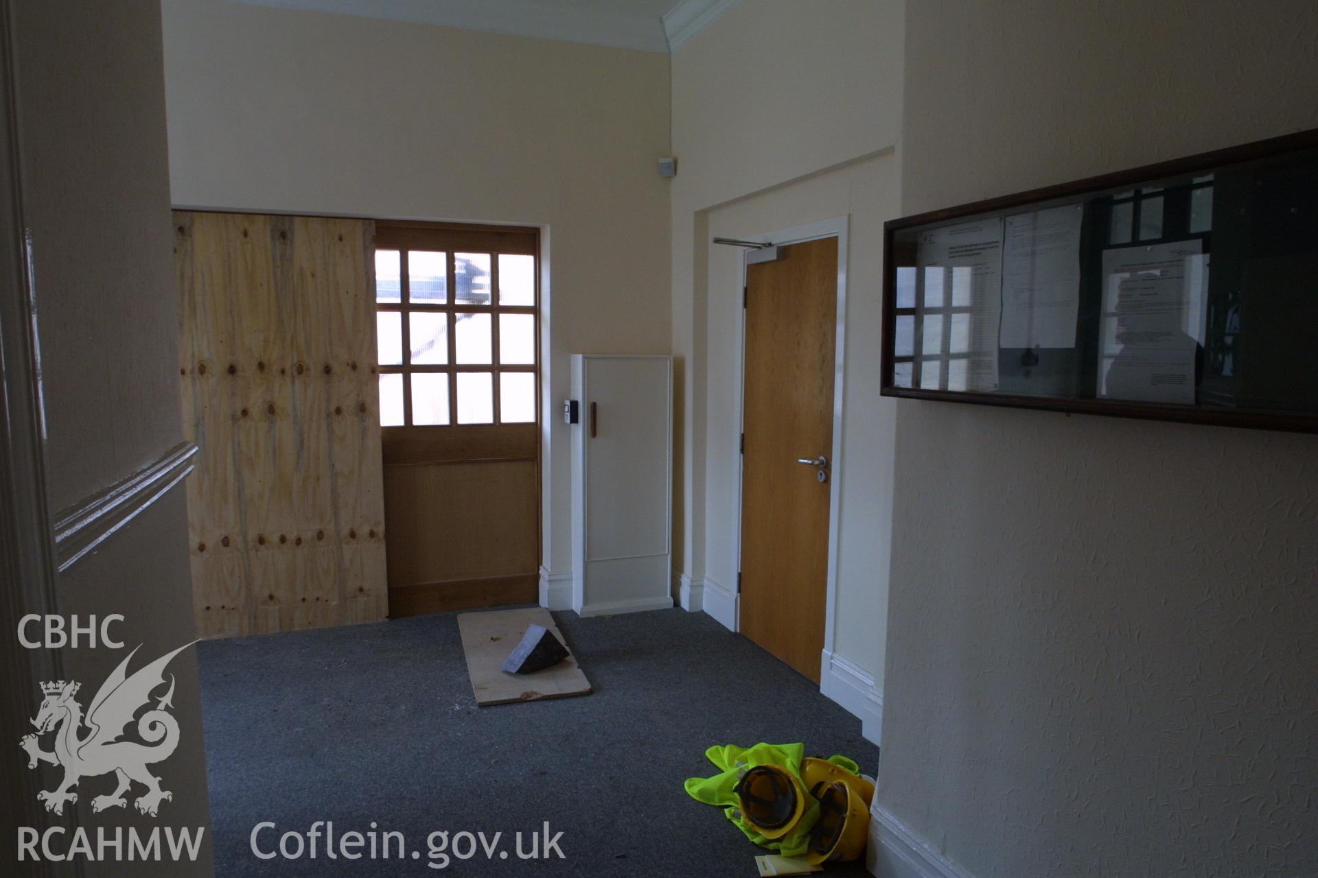 Digital colour photograph showing part of the interior at the Penrhyn Quarry Offices.