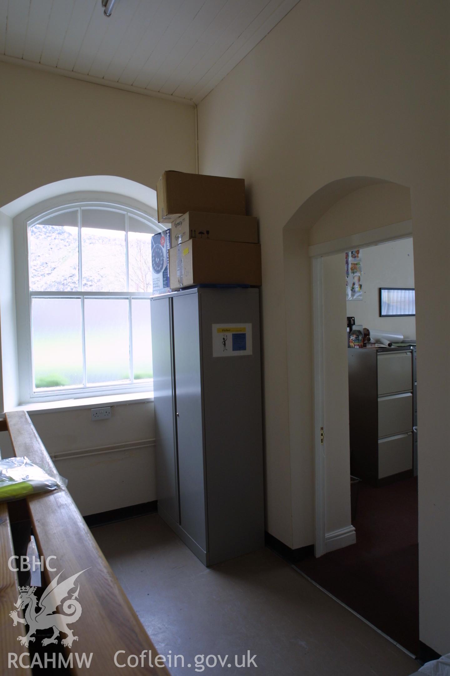 Digital colour photograph showing part of the interior of the Penrhyn Quarry Offices.