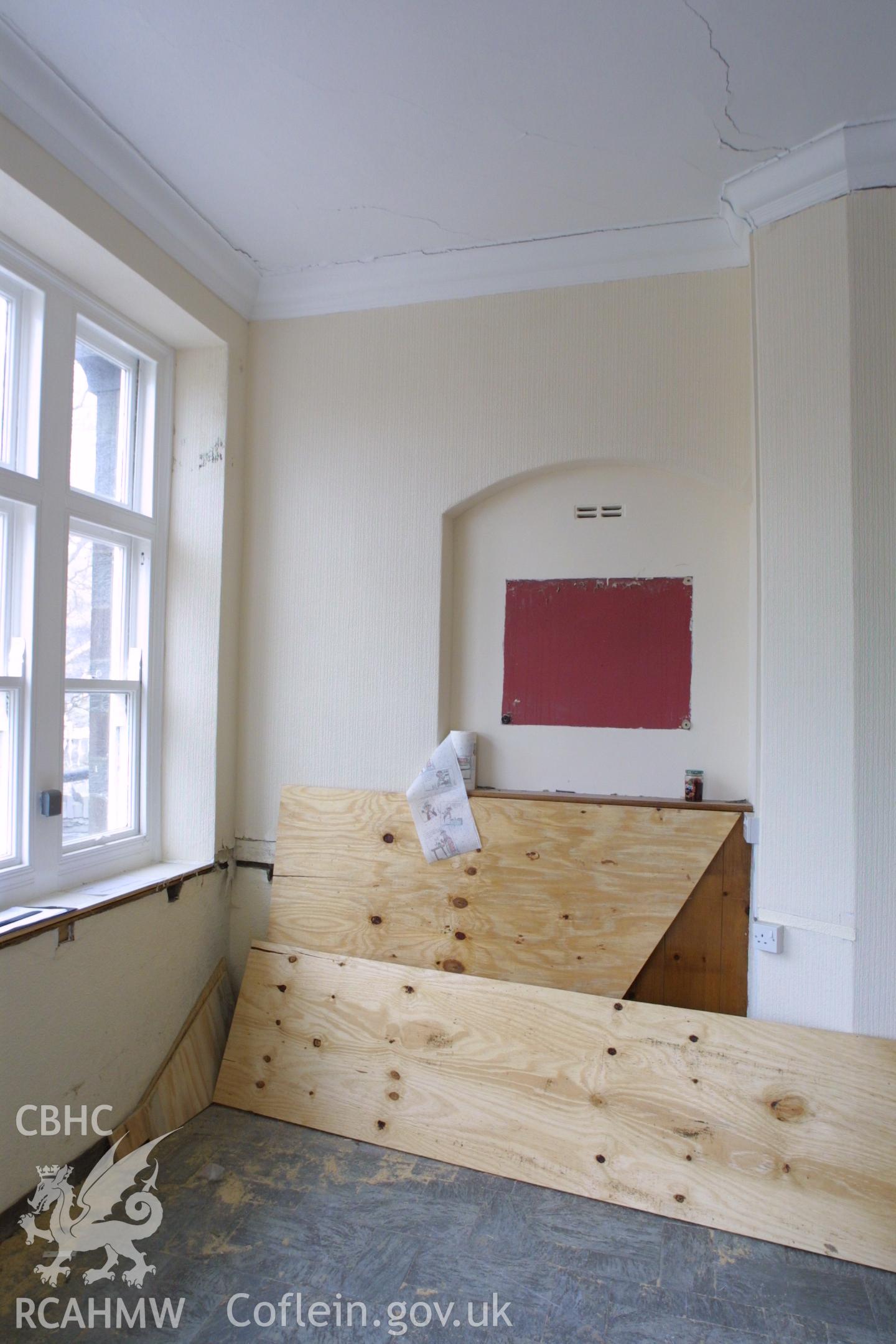 Digital colour photograph showing part of the interior at the Penrhyn Quarry Offices.