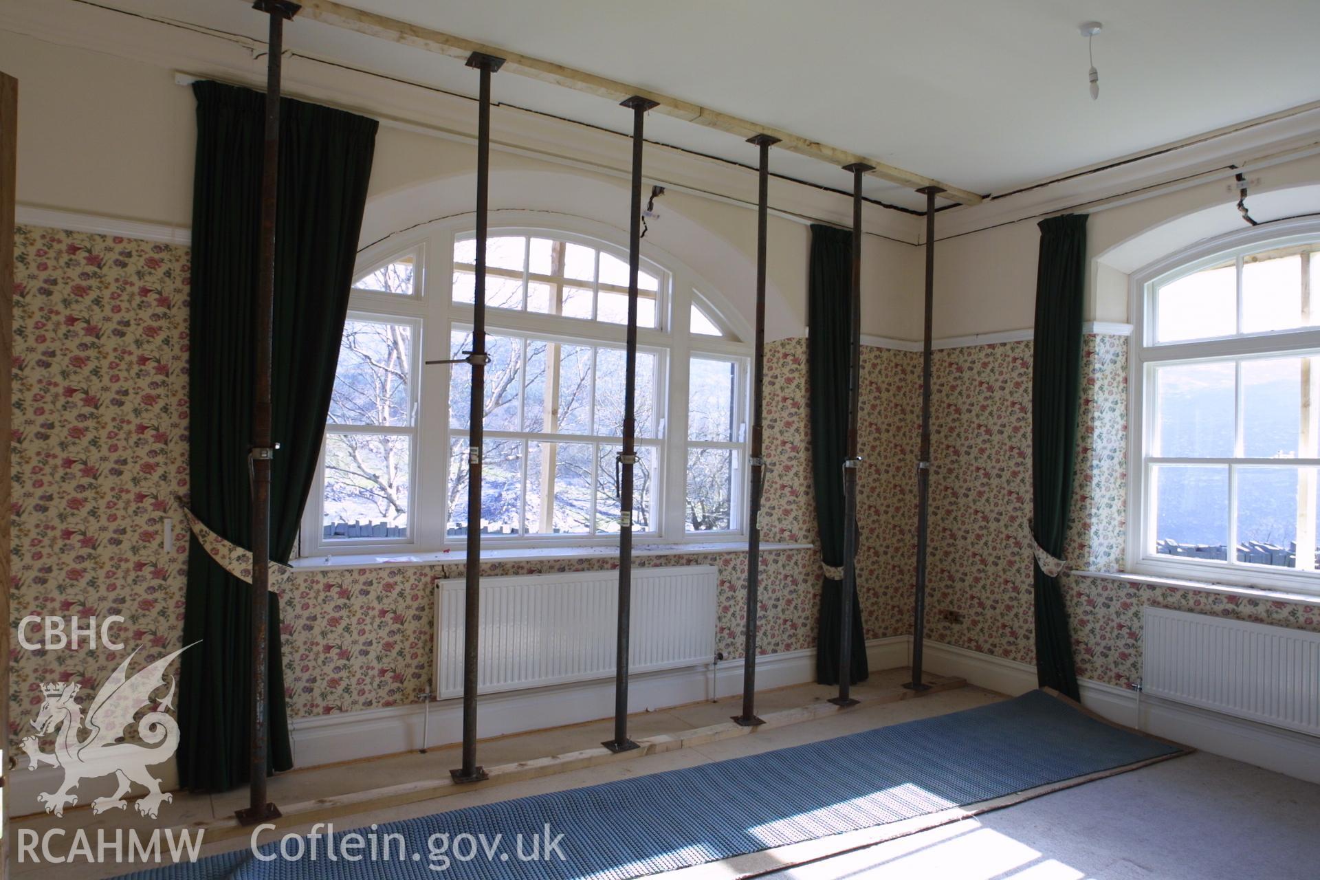 Digital colour photograph showing part of the interior of the Penrhyn Quarry Offices.