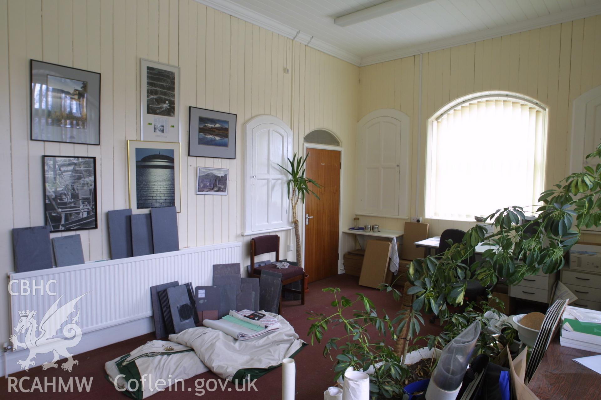 Digital colour photograph showing part of the interior of the Penrhyn Quarry Offices.