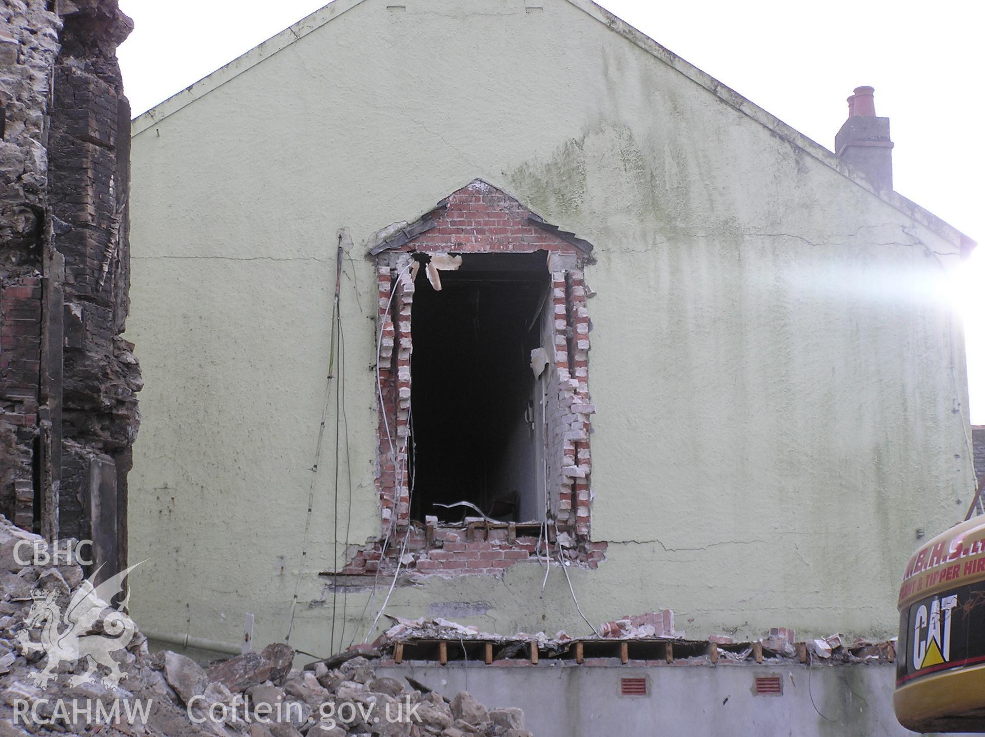 Colour digital photograph showing The Royal Gatehouse Hotel being demolished.