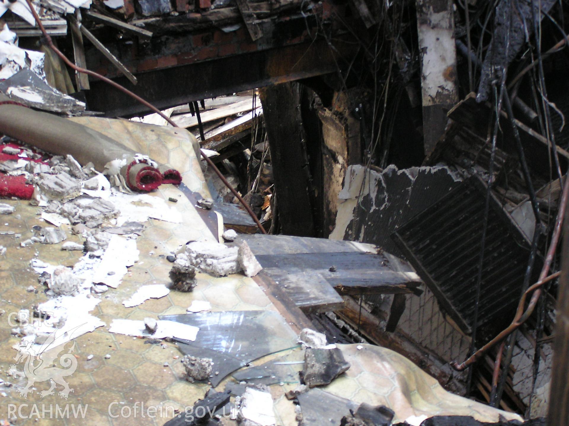 Colour digital photograph showing the Royal Gatehouse Hotel being demolished.