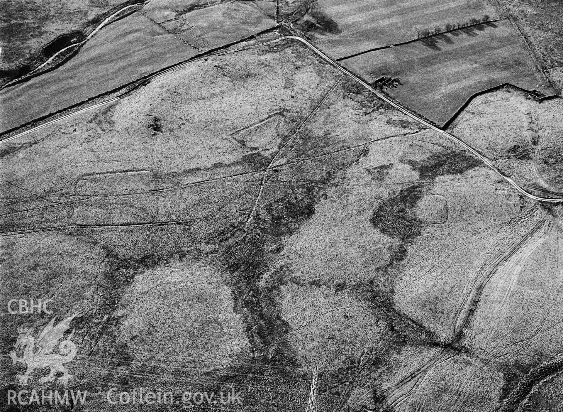 Figure 113: Digital image showing aerial view of Dolddinas III, IV and V, from the north-west, 1994.