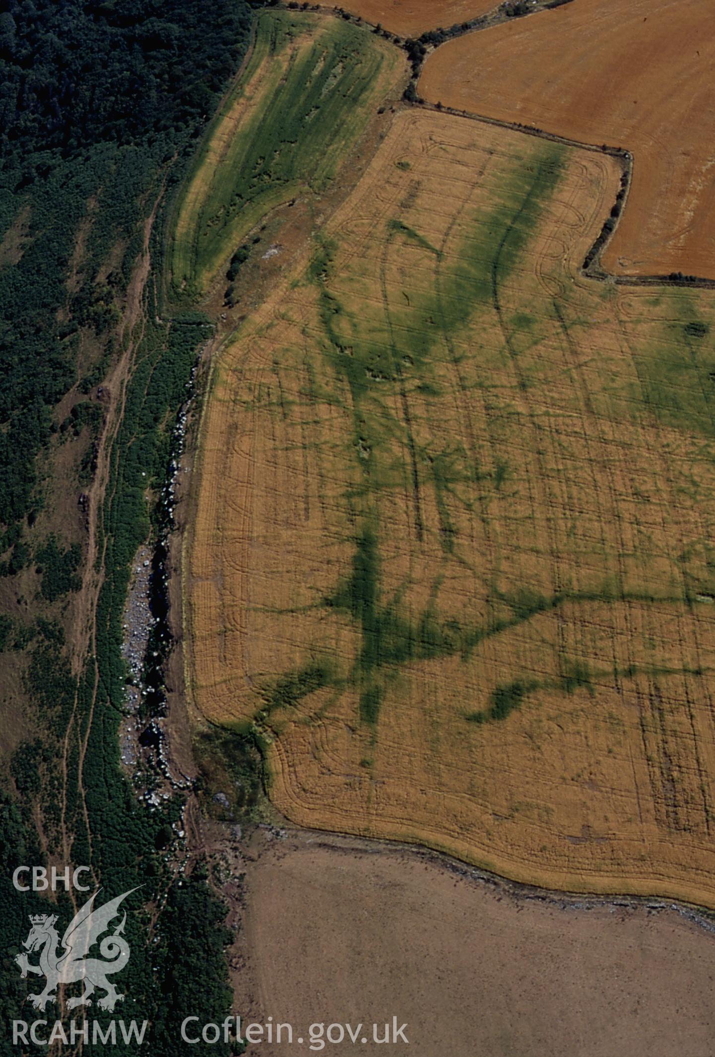 RCAHMW colour slide oblique aerial photograph of Norton W;sutton, Enclosure E Of, St Bride's Major, taken by C.R.Musson on the 17/07/1996